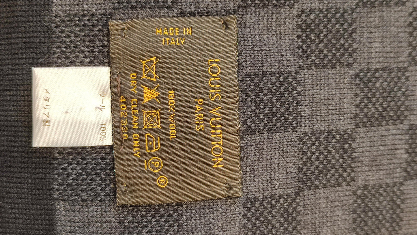 Louis Vuitton Damier Graphite Wool Scarf