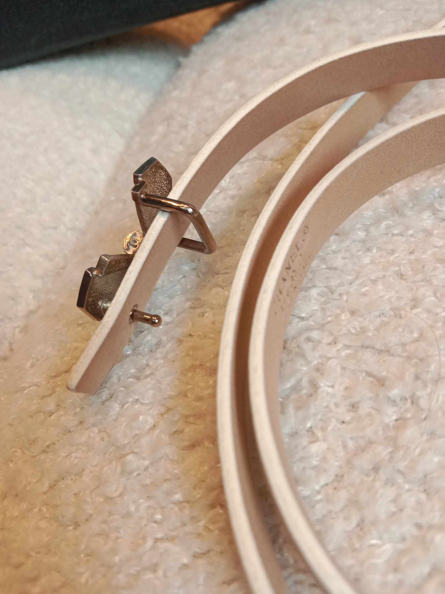 Chanel White Slim Belt