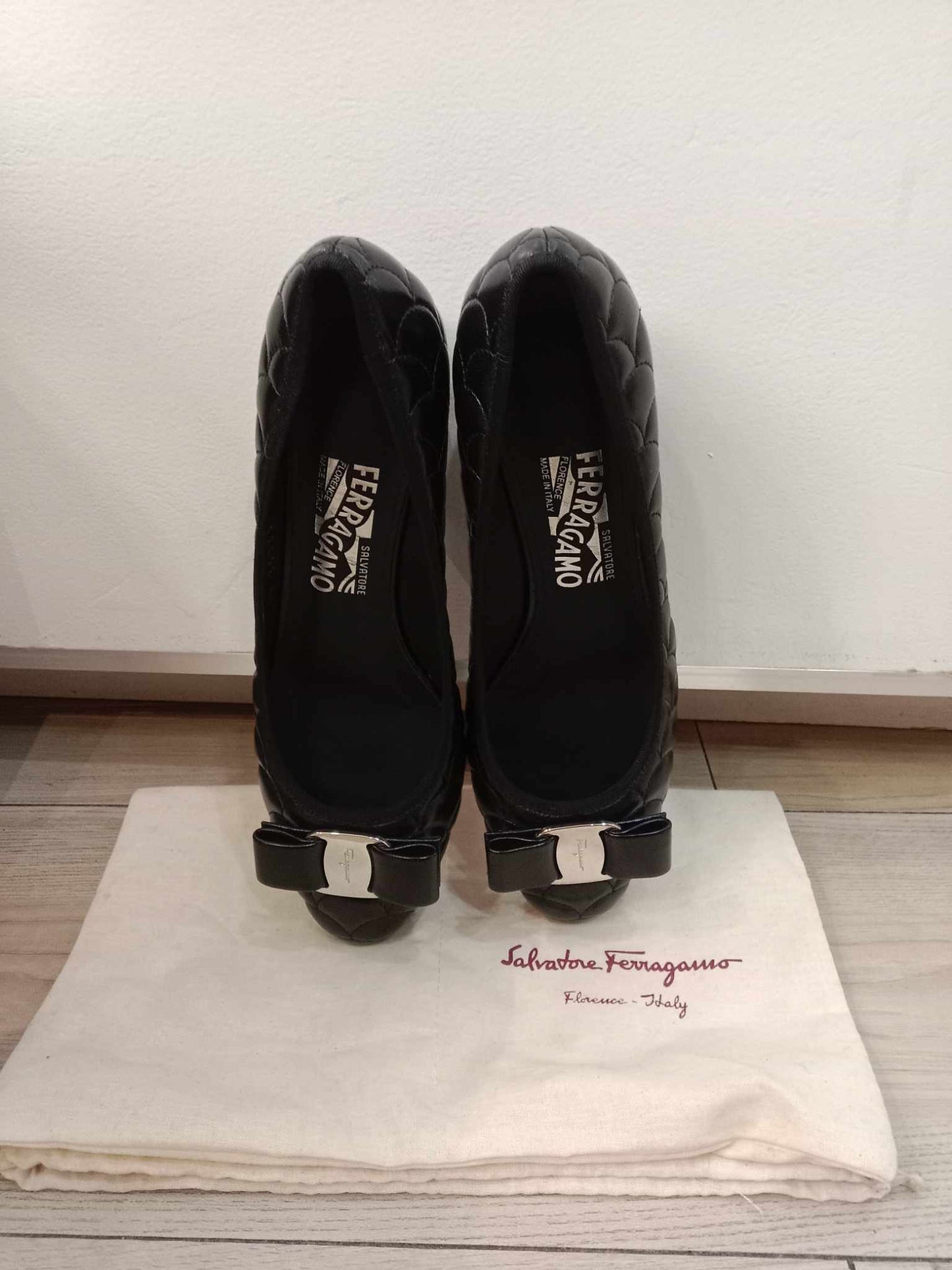 Salvatore Ferragamo Black Doll Shoes Size 8
