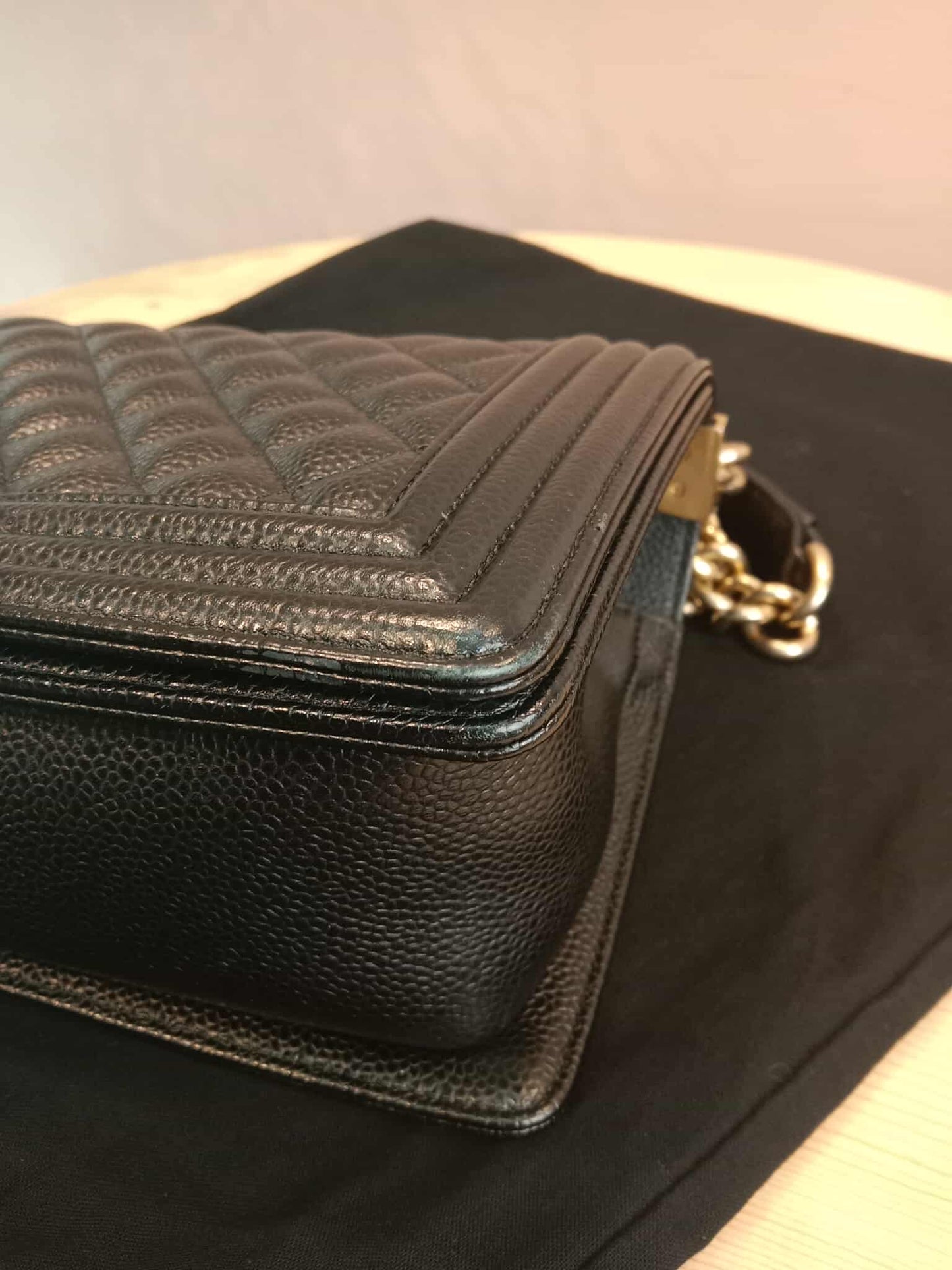 Chanel Leboy Old Medium Quilted Caviar Black Series 25