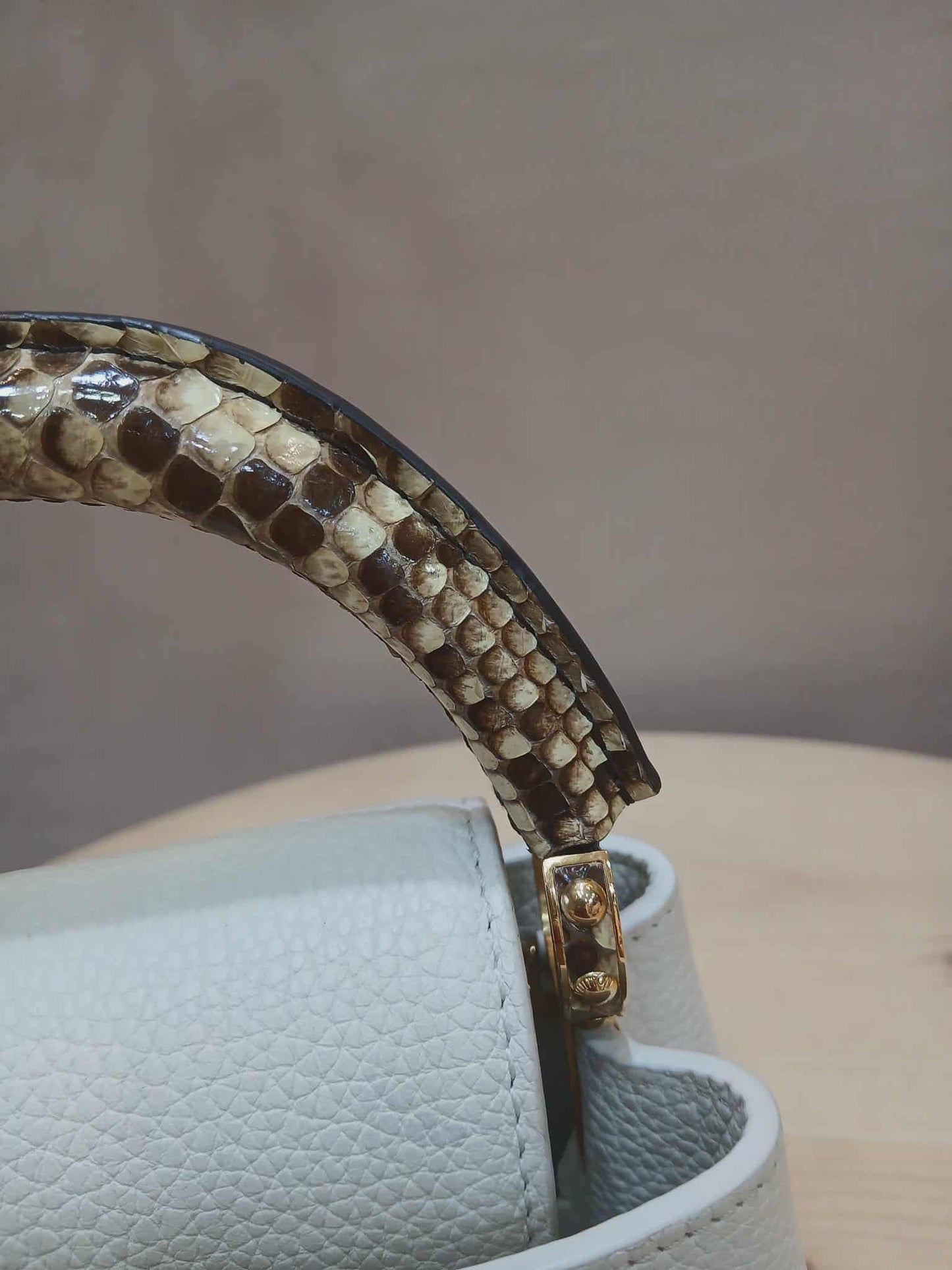 Louis Vuitton Mini Capucine Snakeskin Handle White