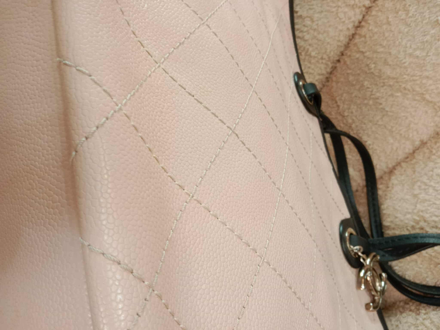 Chanel Shopping Fever Tote Bicolor Pink/Black Caviar Series 19