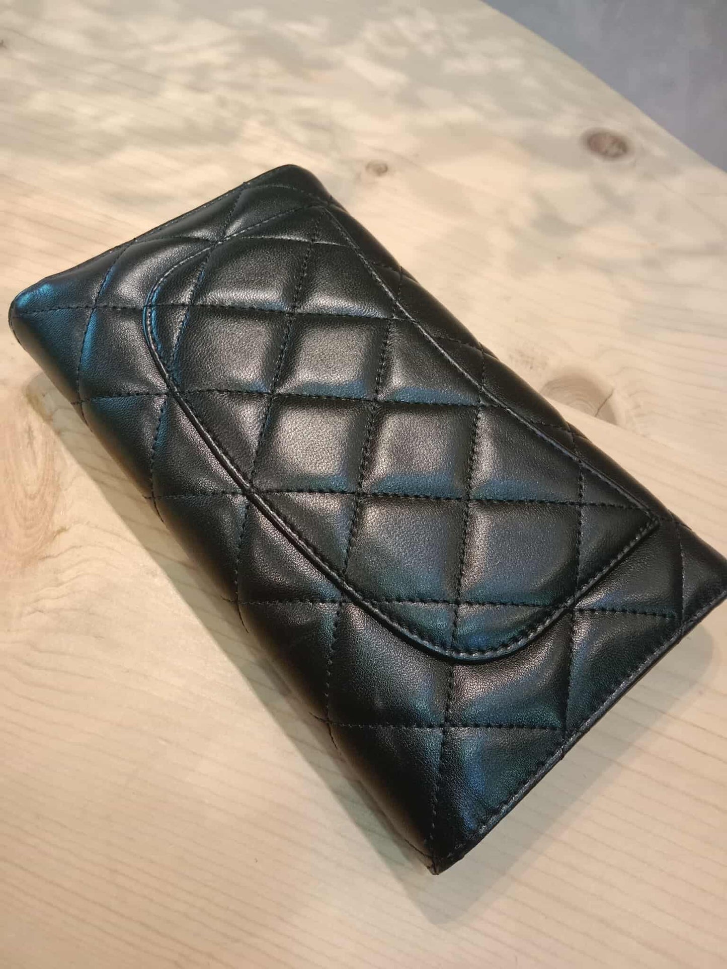 Chanel Black Lambskin Tri-Fold Long Wallet Series 13