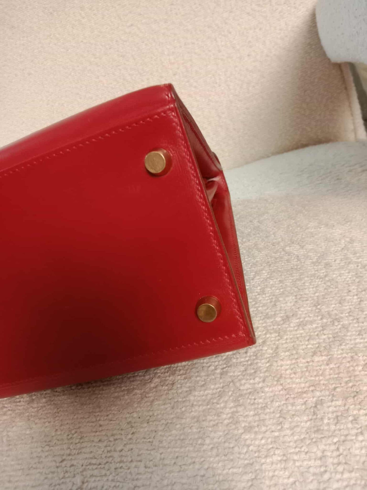 Hermes Kelly 28 Calfbox Leather Rouge VIF Stamp F Square 2002