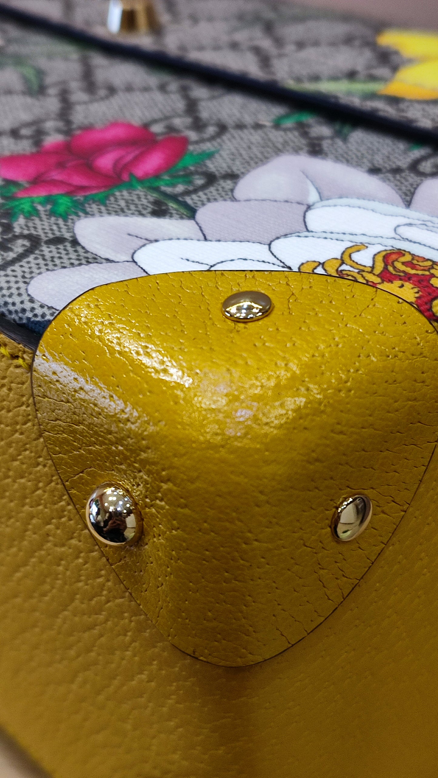 Gucci GG Floral Bamboo Bag Yellow