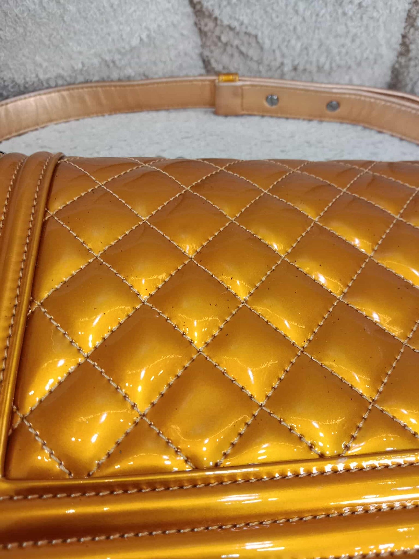 Chanel Quilted Patent Leboy Bronze Series 19