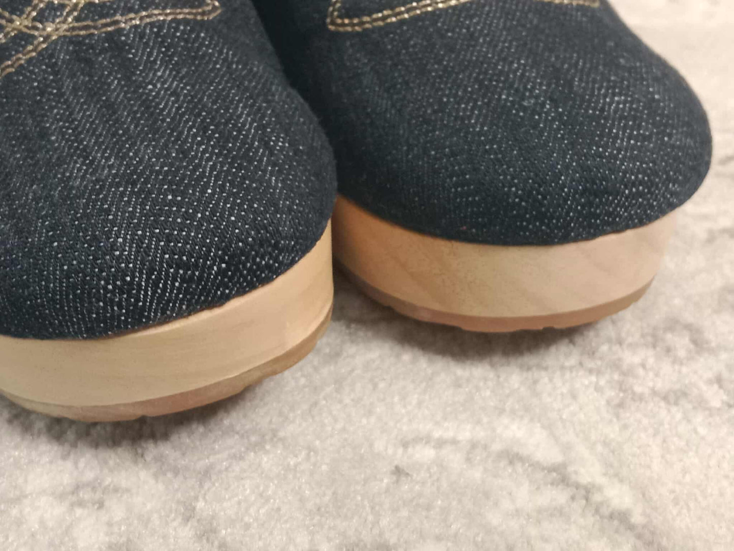 Chanel Sabot Coco Mark Denim Vintage Sandals Size 36