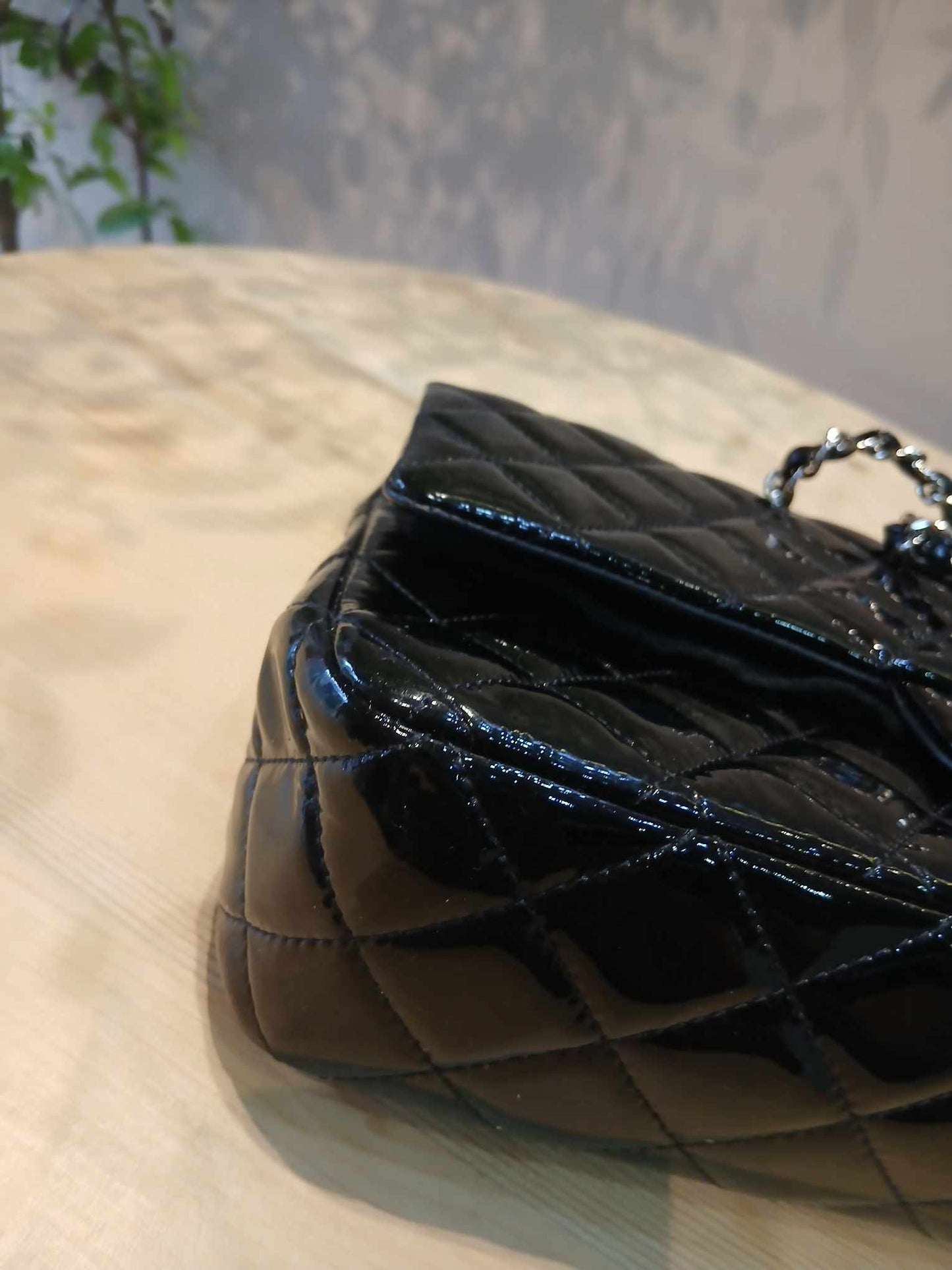 Chanel Classic Quilted Patent Double Flap Bag Black Medium Series 20