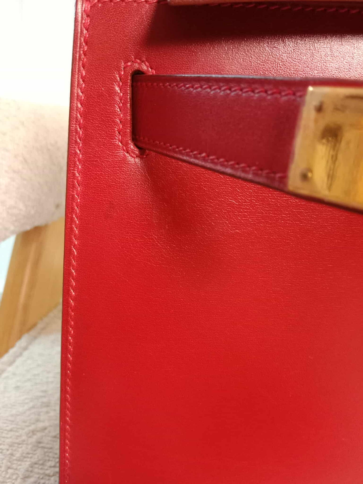 Hermes Kelly 28 Calfbox Leather Rouge VIF Stamp F Square 2002
