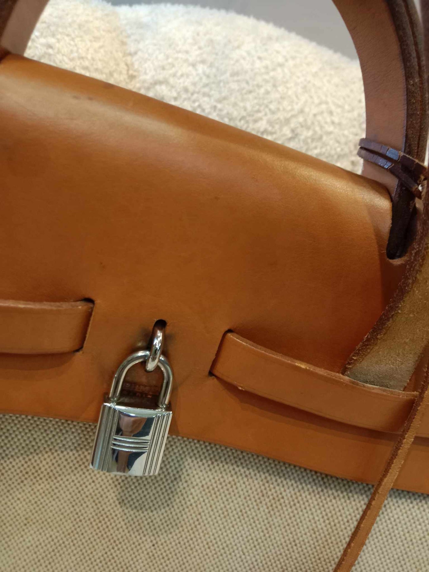 Hermes Herbag Canvas Beige/Brown Stamp B Square 1998