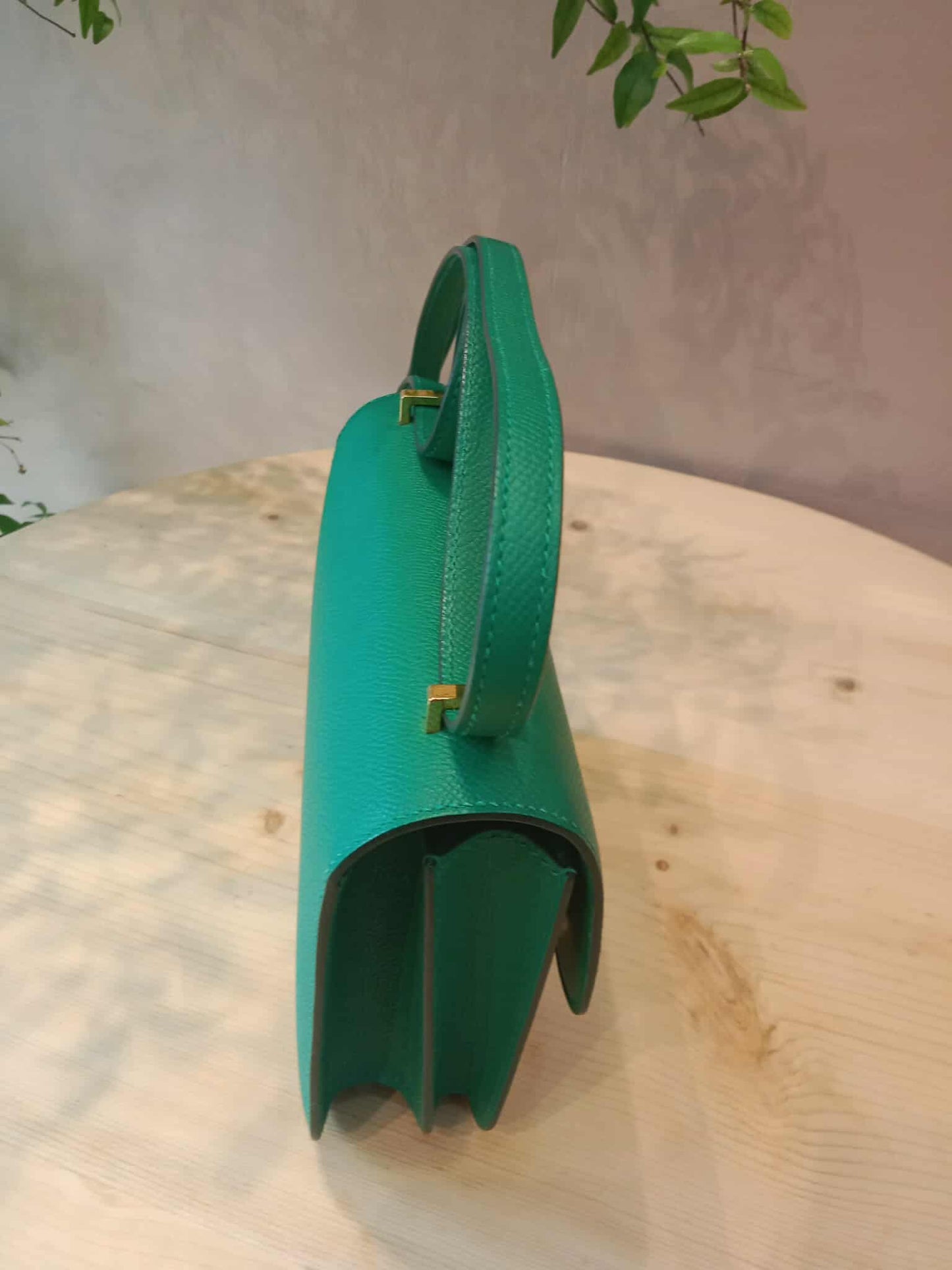 Hermes Constance 18 Green Epsom Stamp C 2018