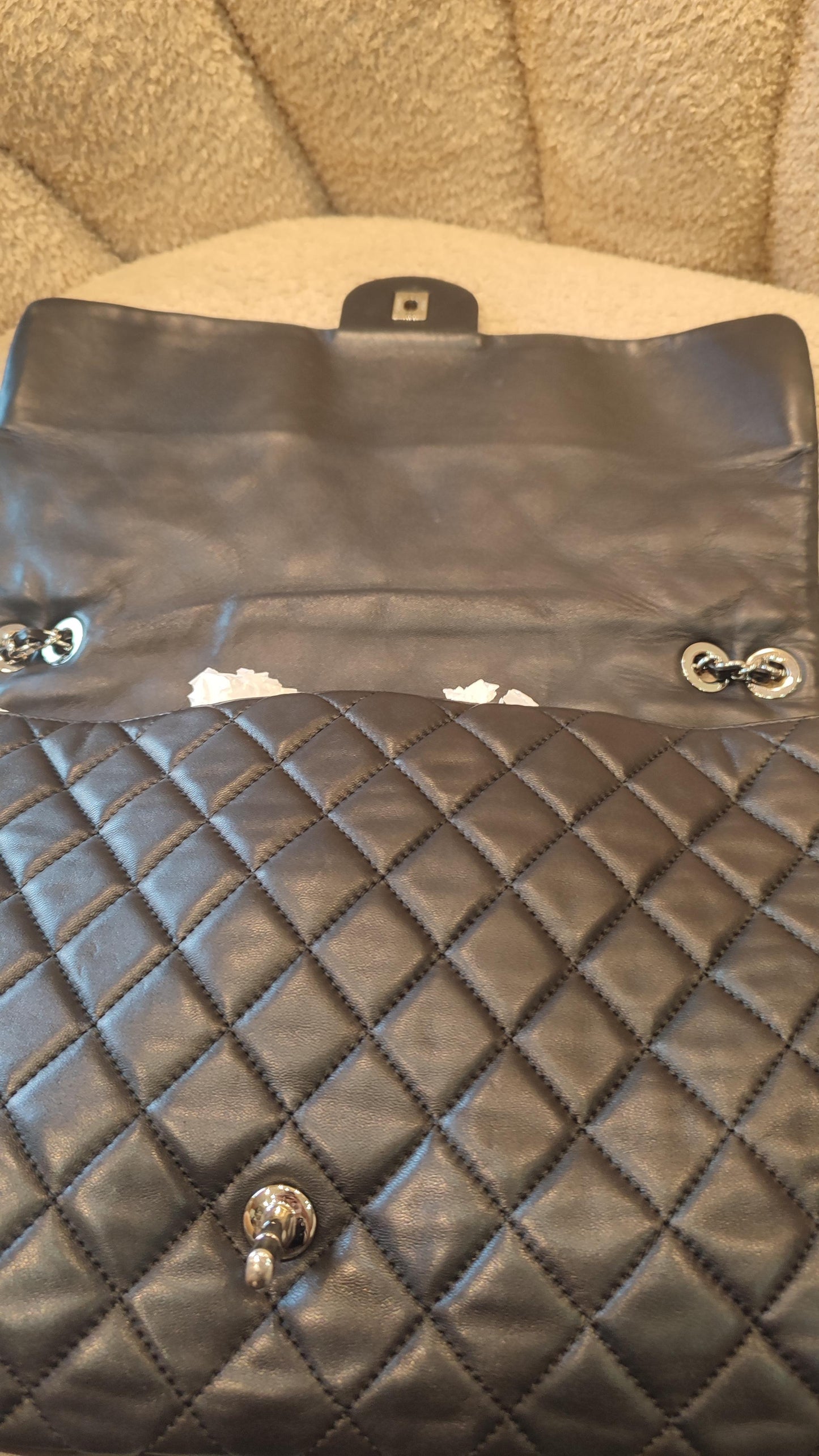 Chanel Coco Rain Single XXL Flap Lambskin Black Series 14