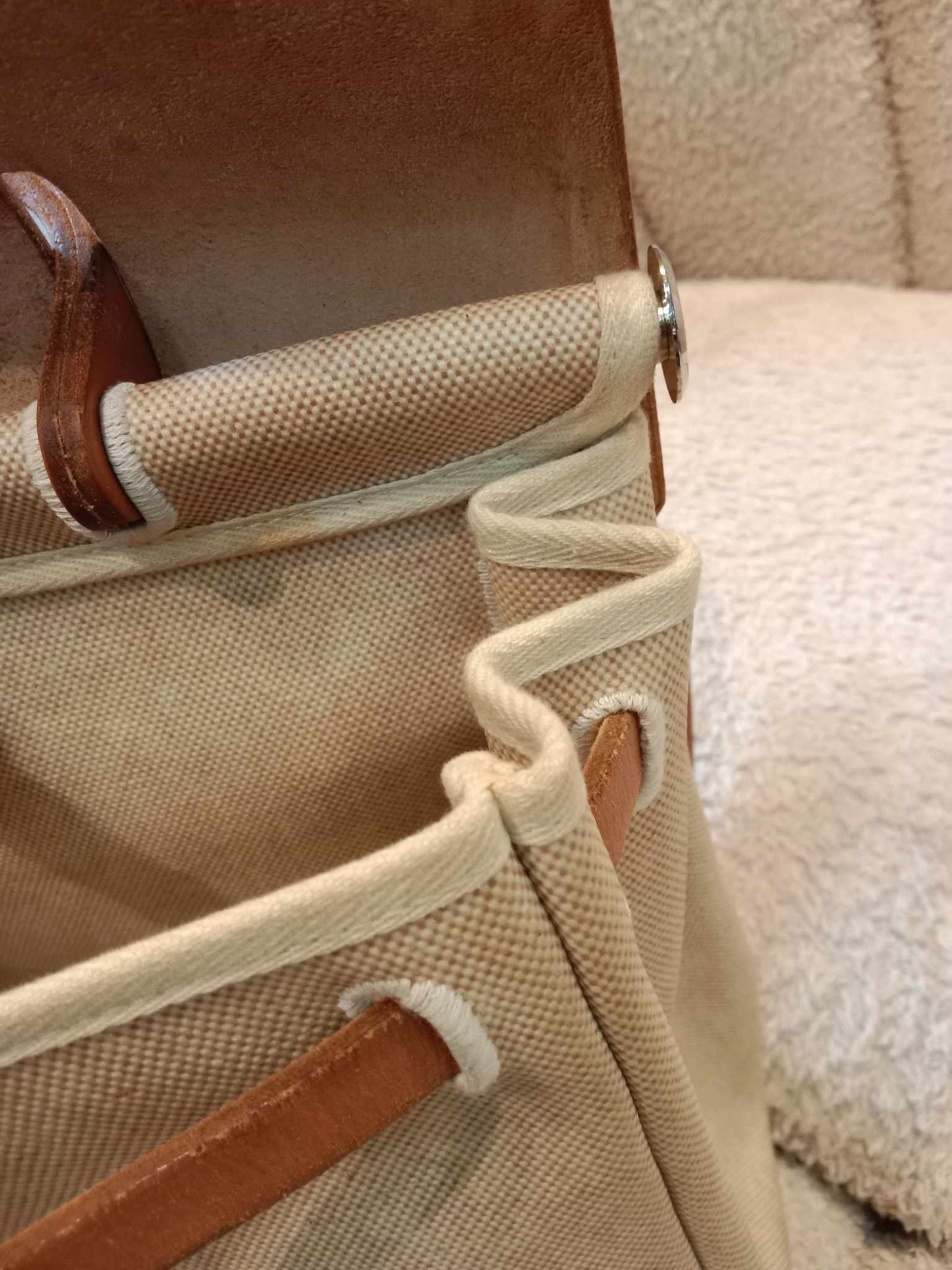 Hermes Herbag Canvas Beige/Brown Stamp B Square 1998