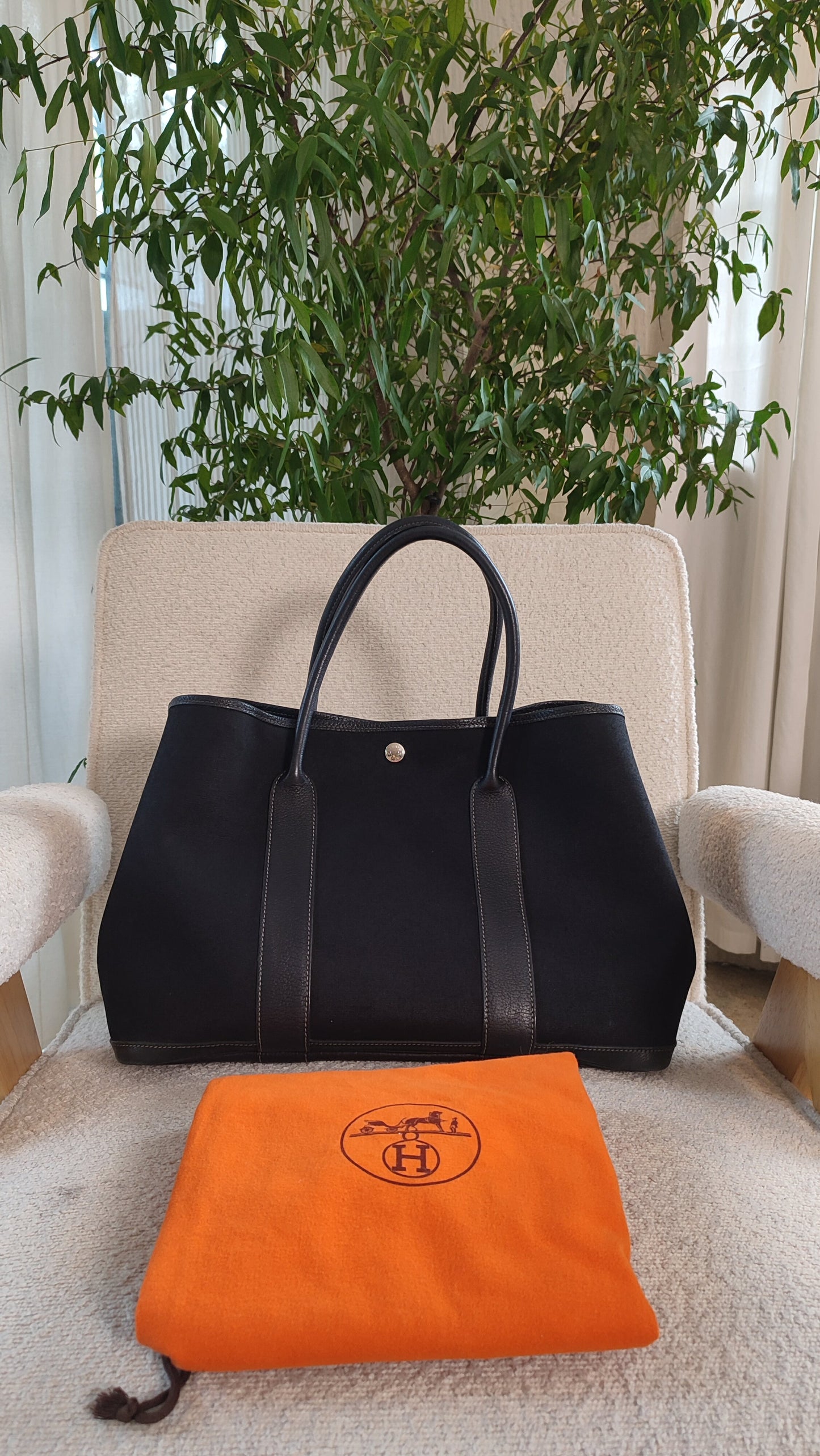 Hermes GPT 36 Noir Canvas/Leather Bag Stamp T 2015