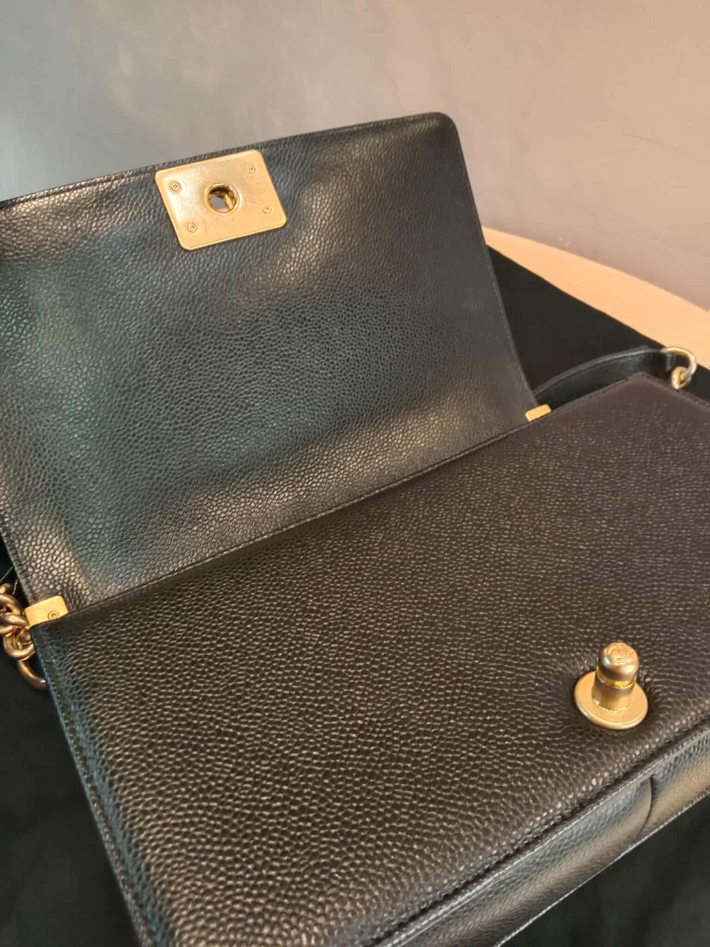 Chanel Leboy Old Medium Quilted Caviar Black Series 25
