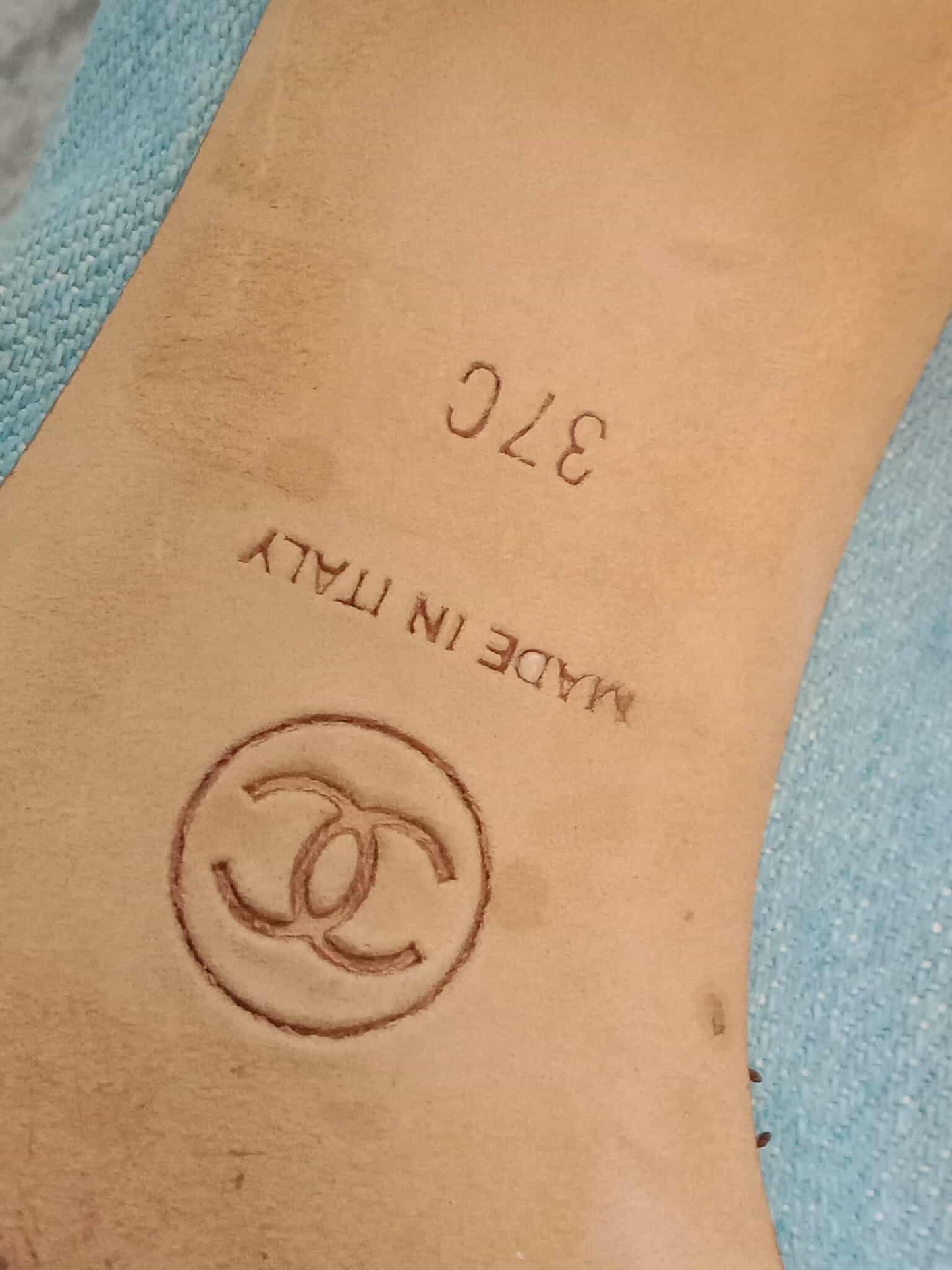 Chanel Coco Mark Ballerina Denim Pumps Size 37C