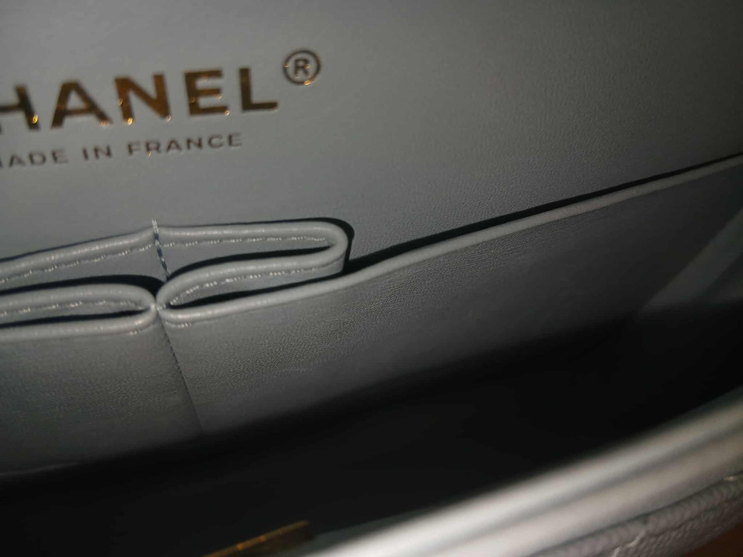 Chanel Quilted Double Flap Powder Blue Medium Caviar Microchipped
