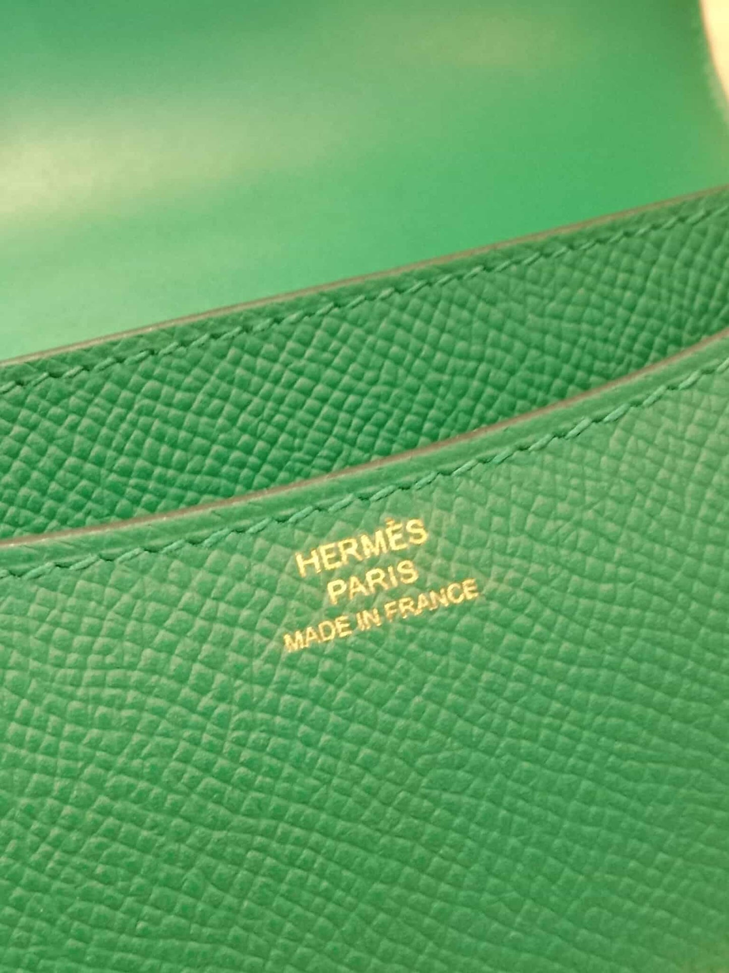 Hermes Constance 18 Green Epsom Stamp C 2018
