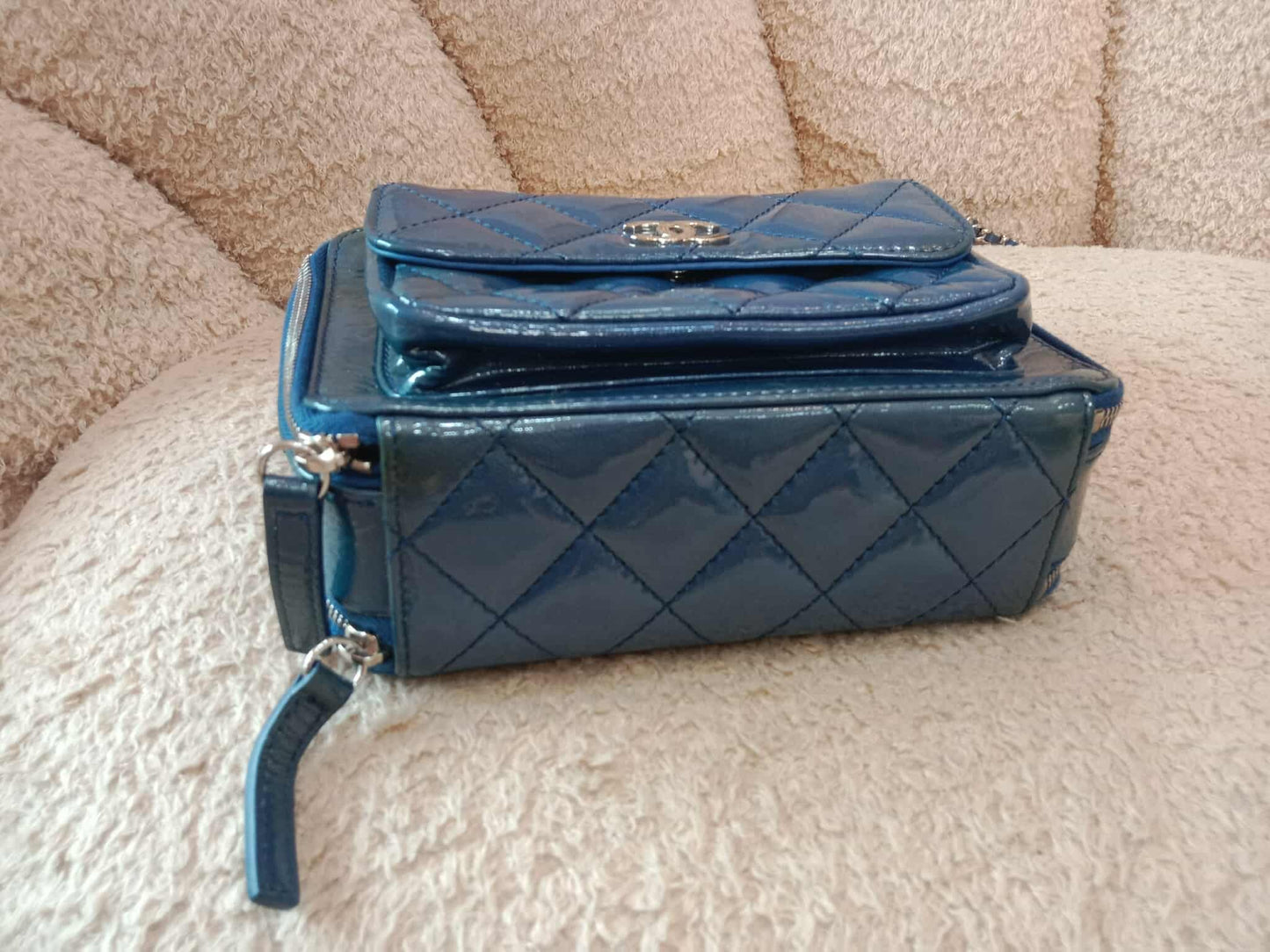 Chanel Blue Quilted Patent Leather Camera Bag Blue Series 20