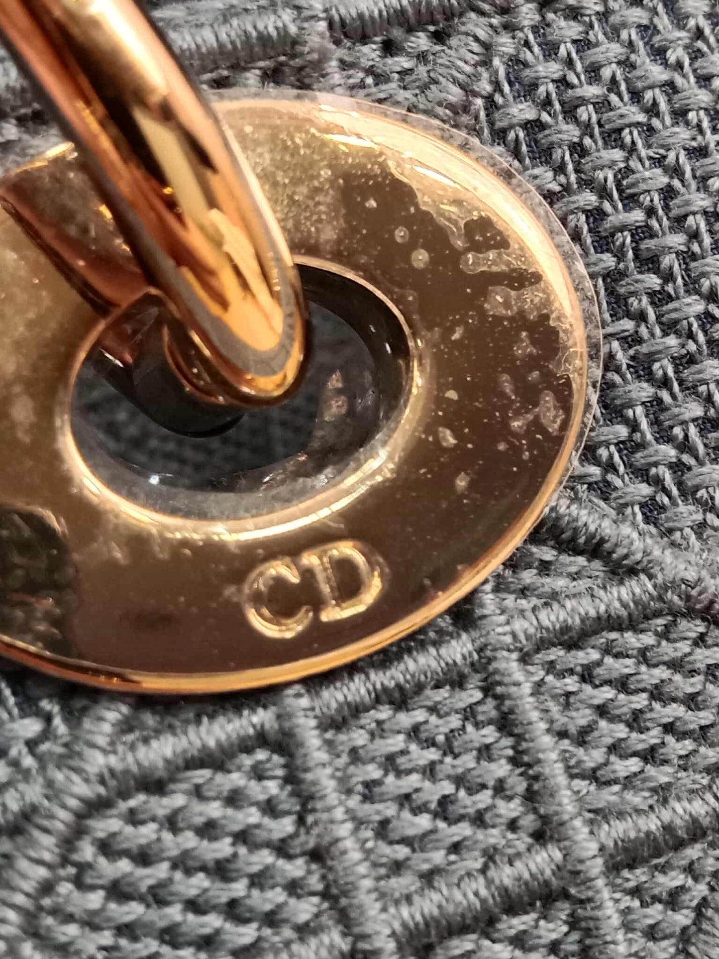 Dior Canvas Embroidered Cannage Medium Lady D-Lite Denim Blue