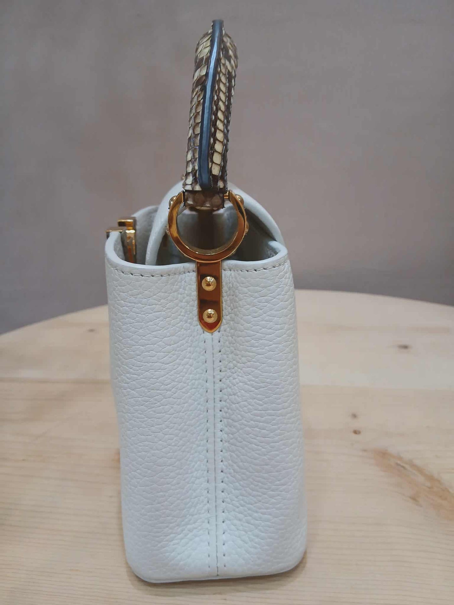 Louis Vuitton Mini Capucine Snakeskin Handle White