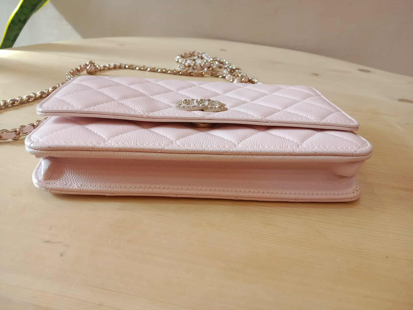 Chanel CC Wallet on Chain Light Pink Microchipped