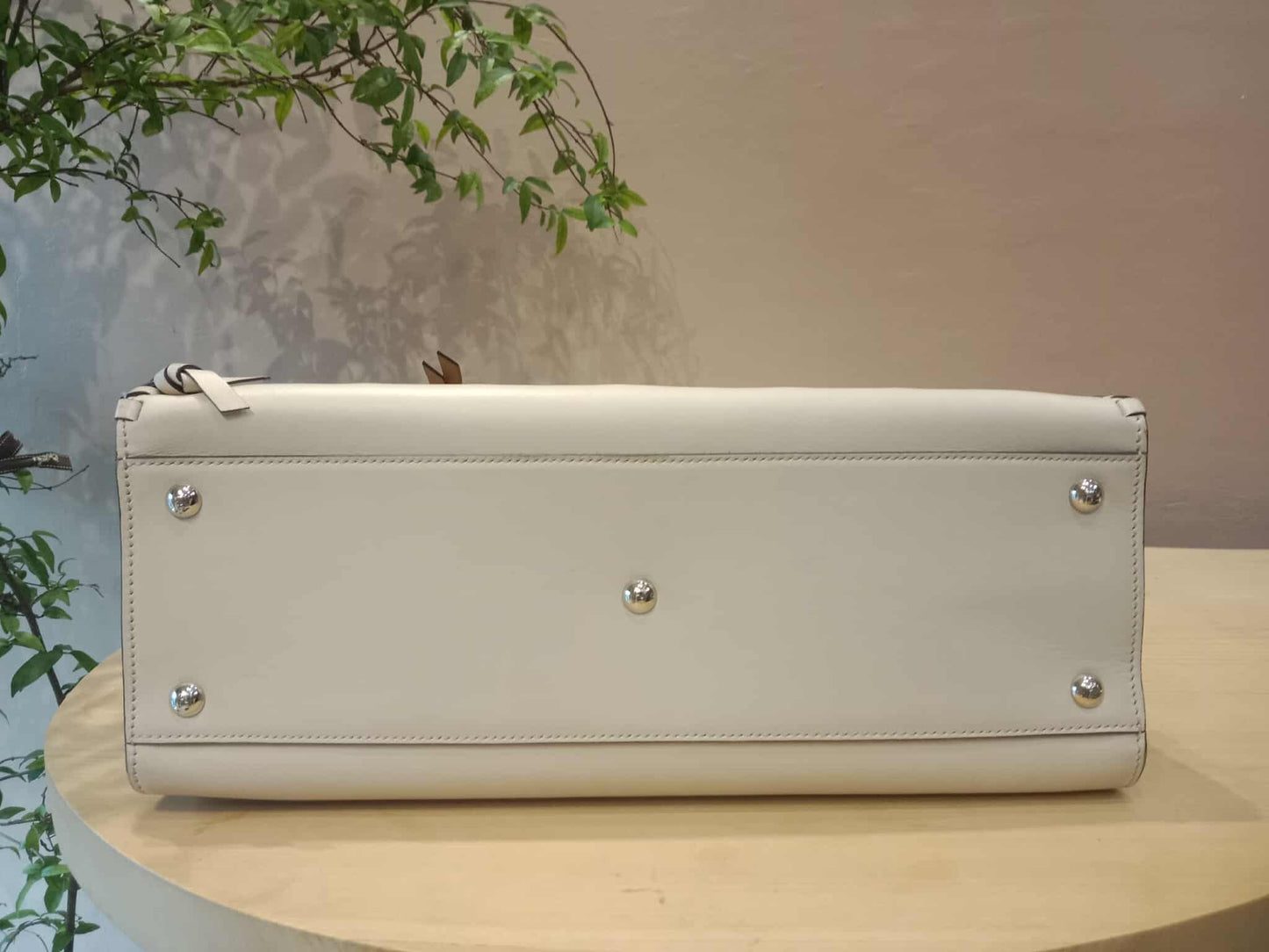 Fendi White Whipstitch Runaway Leather Satchel Bag