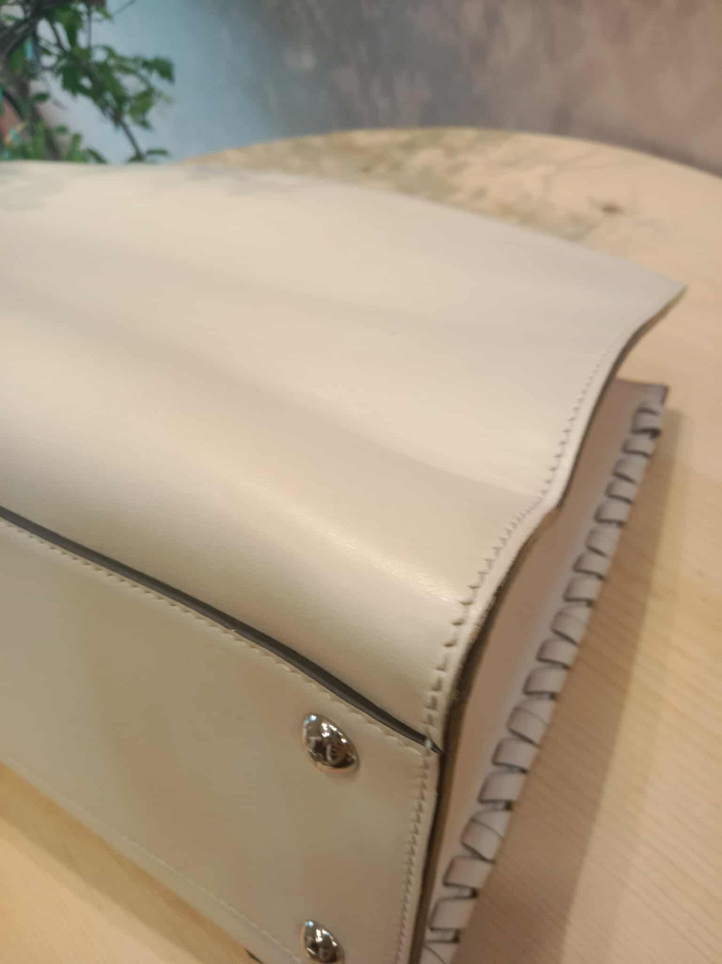 Fendi White Whipstitch Runaway Leather Satchel Bag