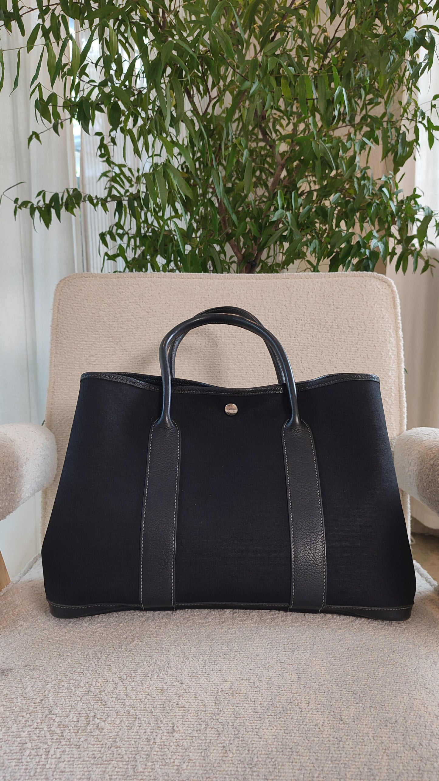 Hermes GPT 36 Noir Canvas/Leather Bag Stamp T 2015