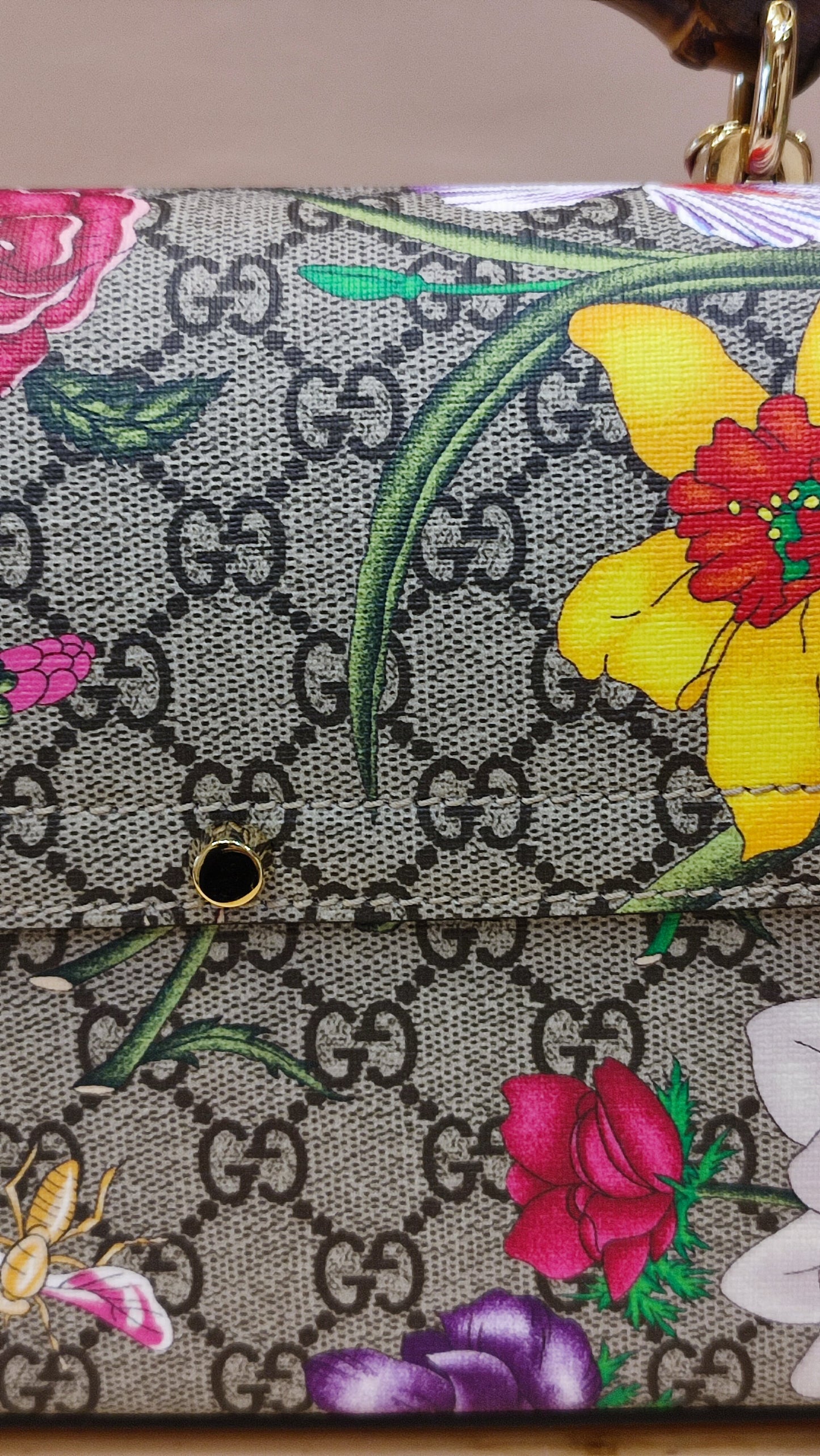 Gucci GG Floral Bamboo Bag Yellow