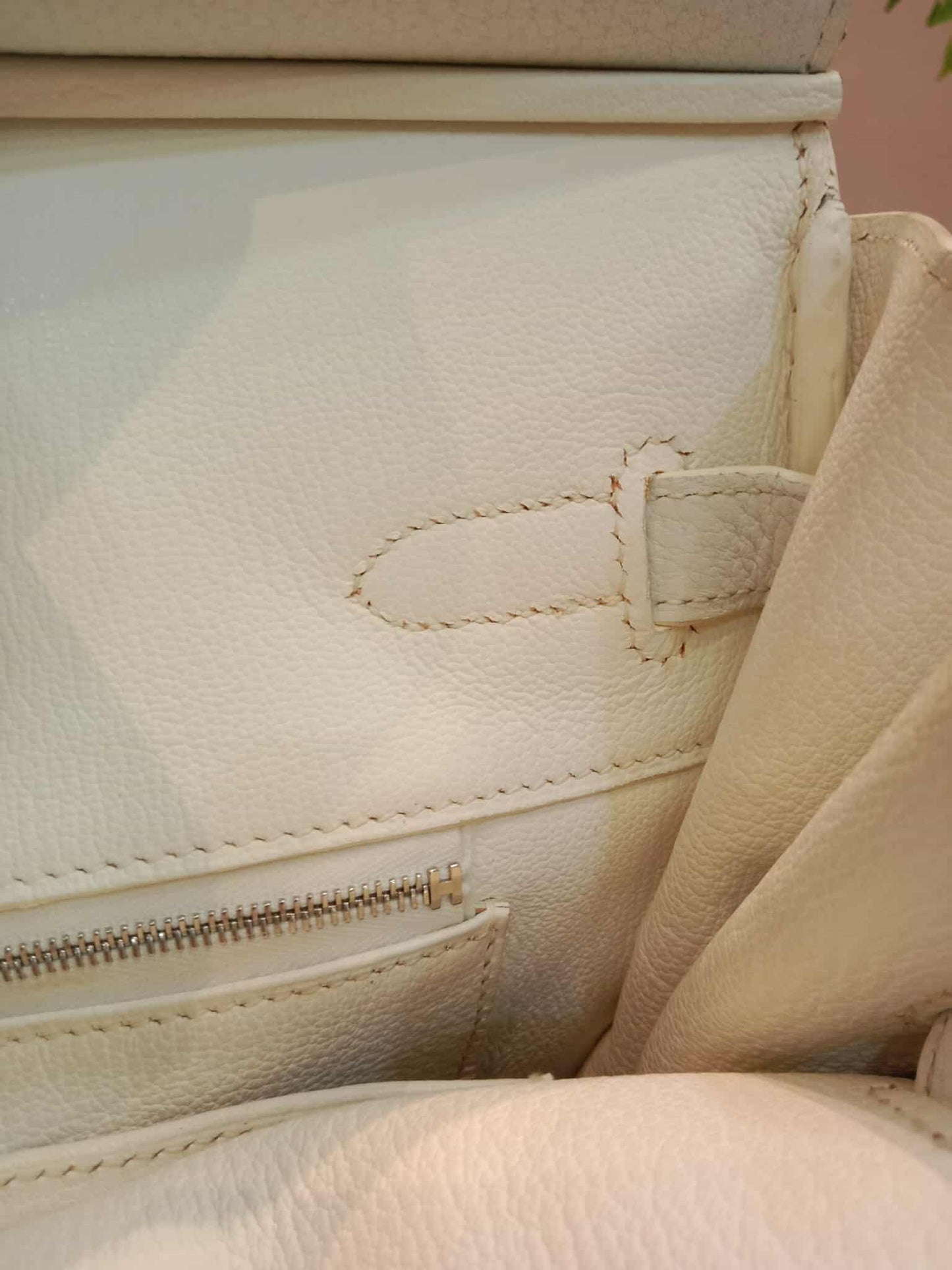 Hermes Birkin 35 White Clemence Stamp N Square 2010