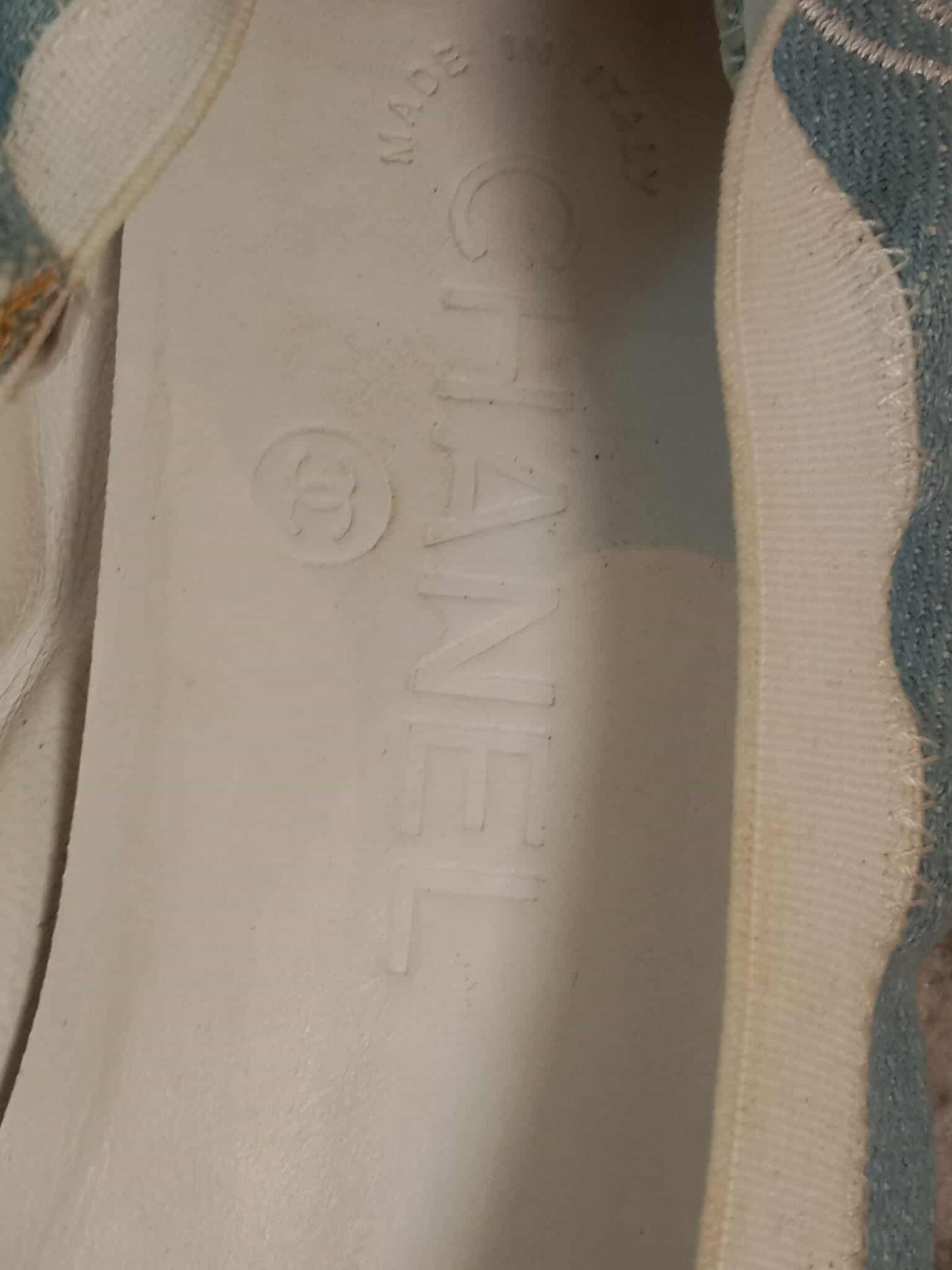 Chanel Coco Mark Ballerina Denim Pumps Size 37C