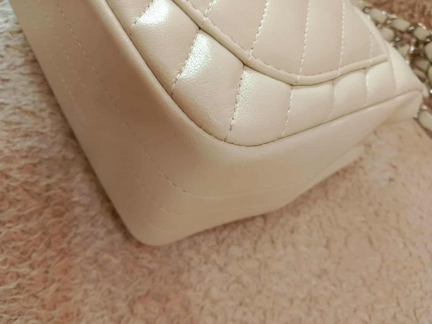 Chanel Mini Square Ivory Chevron Lambskin Series 30