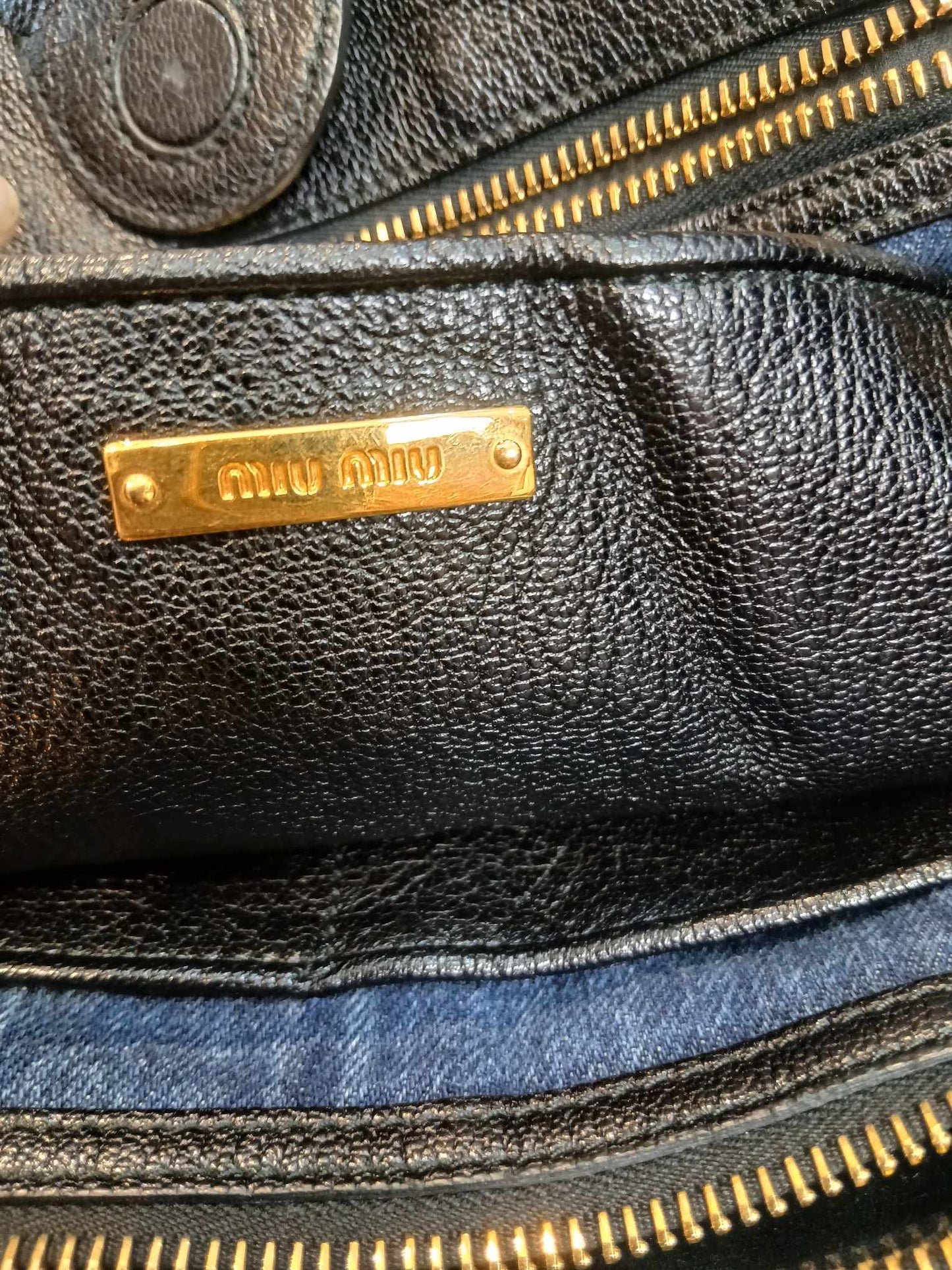 Miu Miu Matelasse Denim Tote Blue
