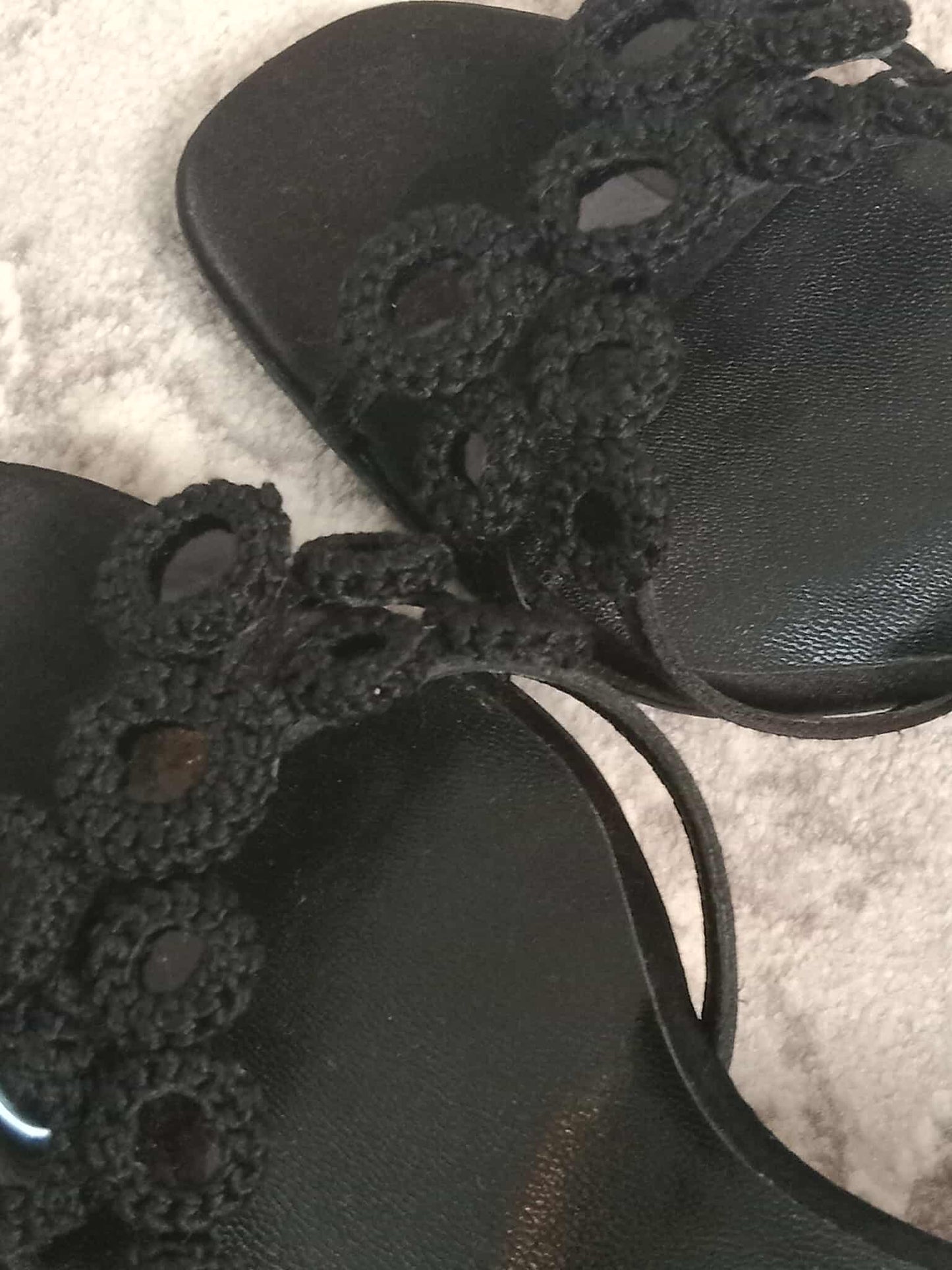 Prada Crochet & Sequin Black Kitten Heels Size 37 1/2