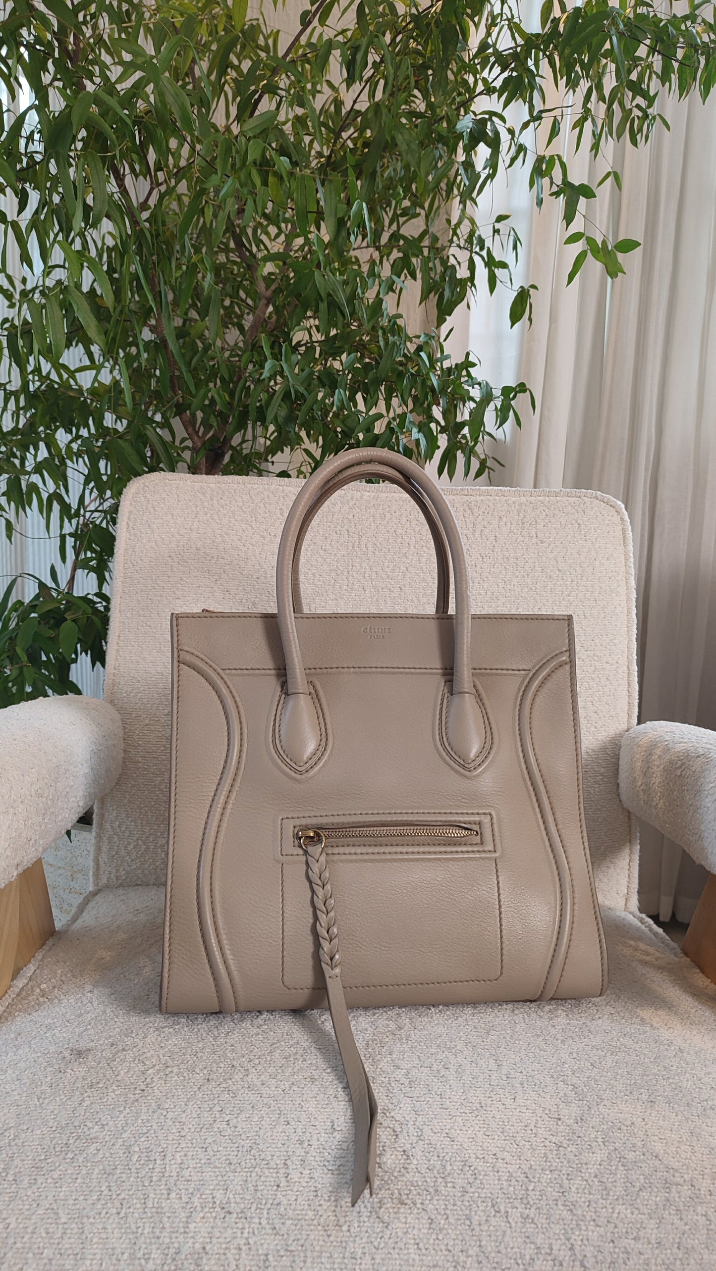 Celine Drummed Phantom Taupe Bag