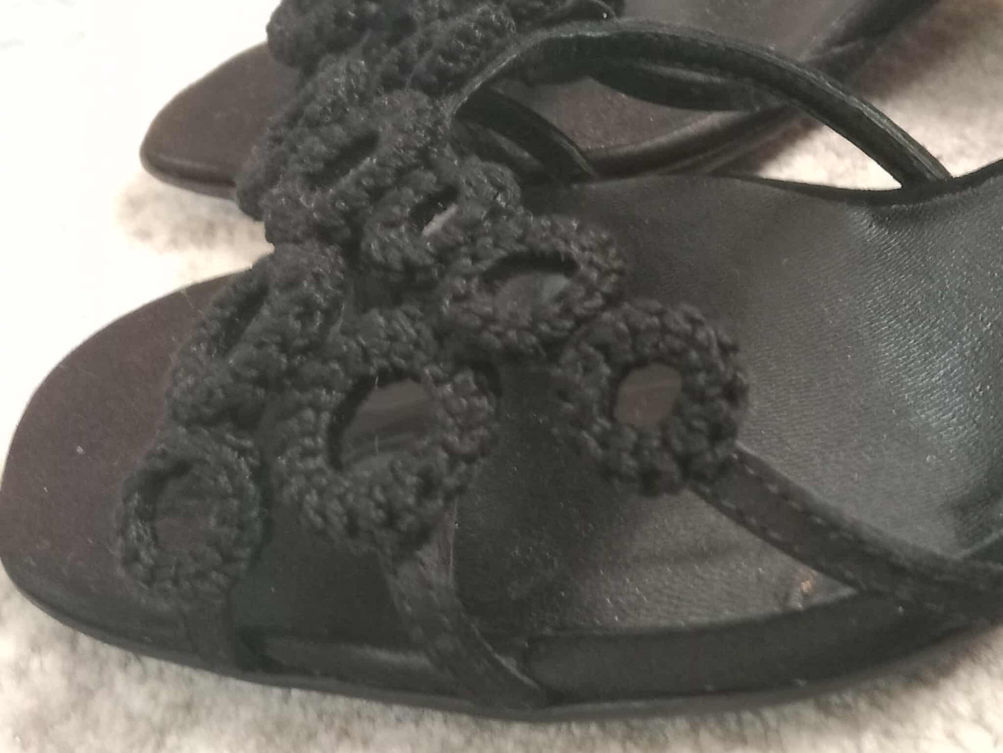Prada Crochet & Sequin Black Kitten Heels Size 37 1/2