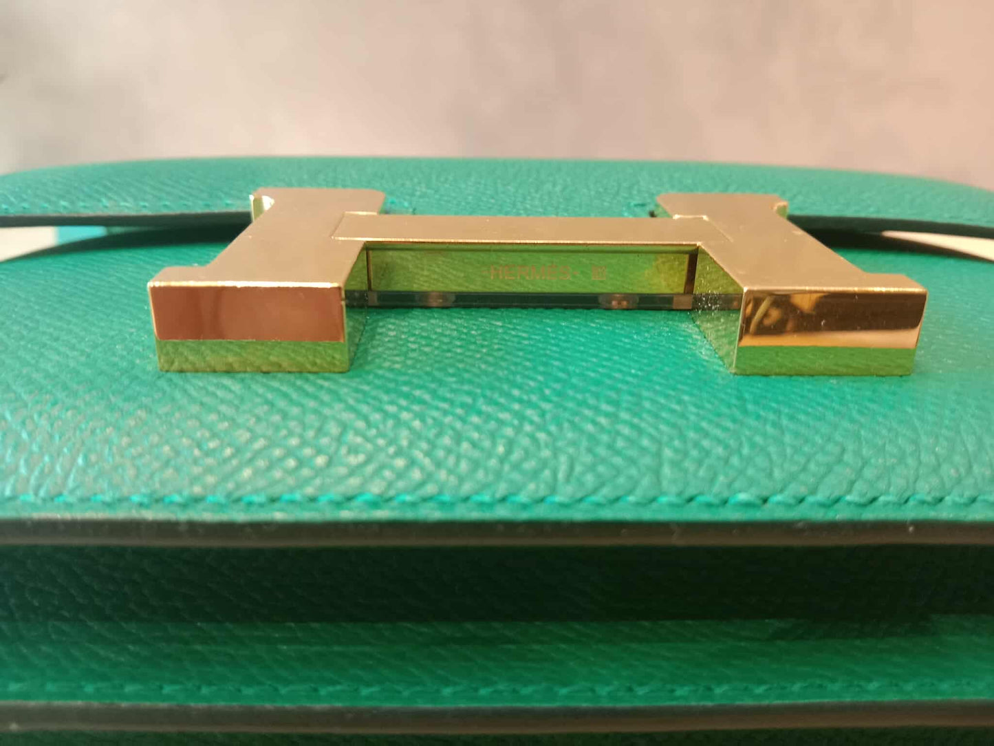 Hermes Constance 18 Green Epsom Stamp C 2018