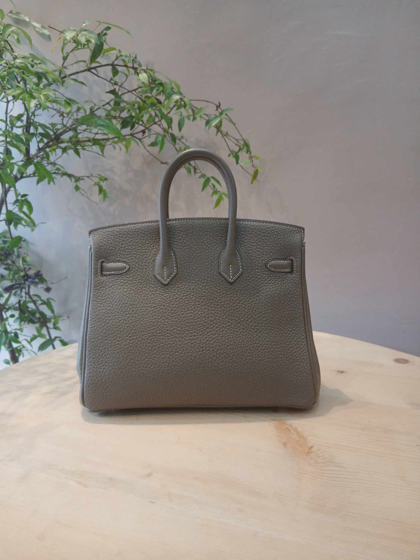Hermes Birkin 25 Etoupe Clemence Stamp A 2017