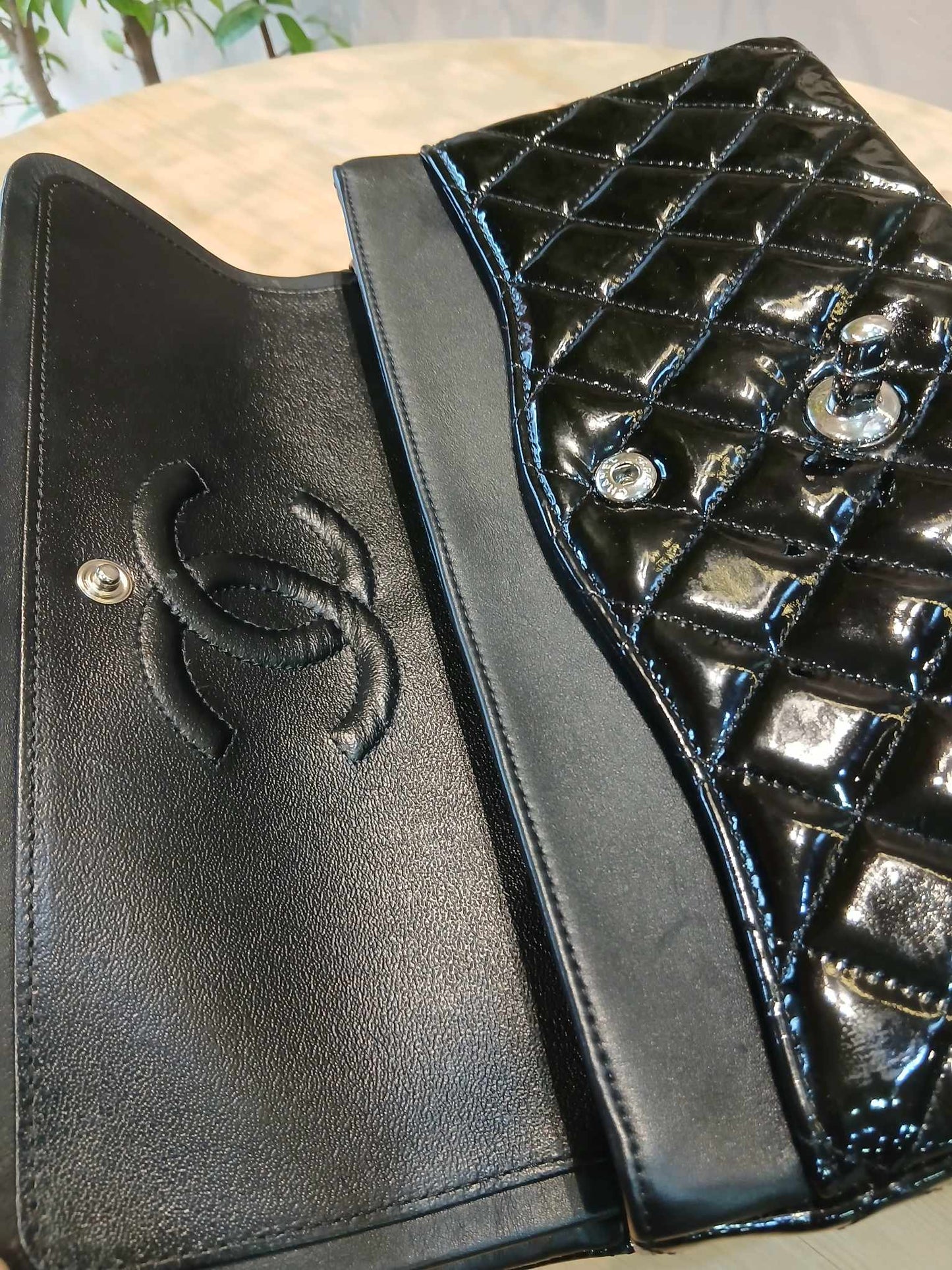 Chanel Classic Quilted Patent Double Flap Bag Black Medium Series 20