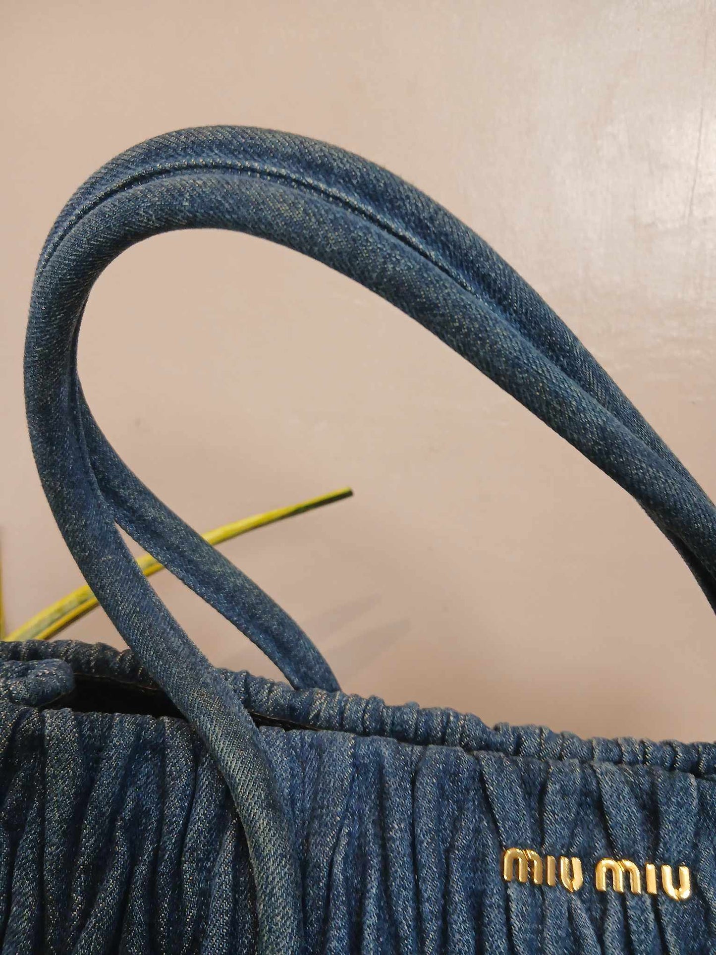 Miu Miu Matelasse Denim Tote Blue