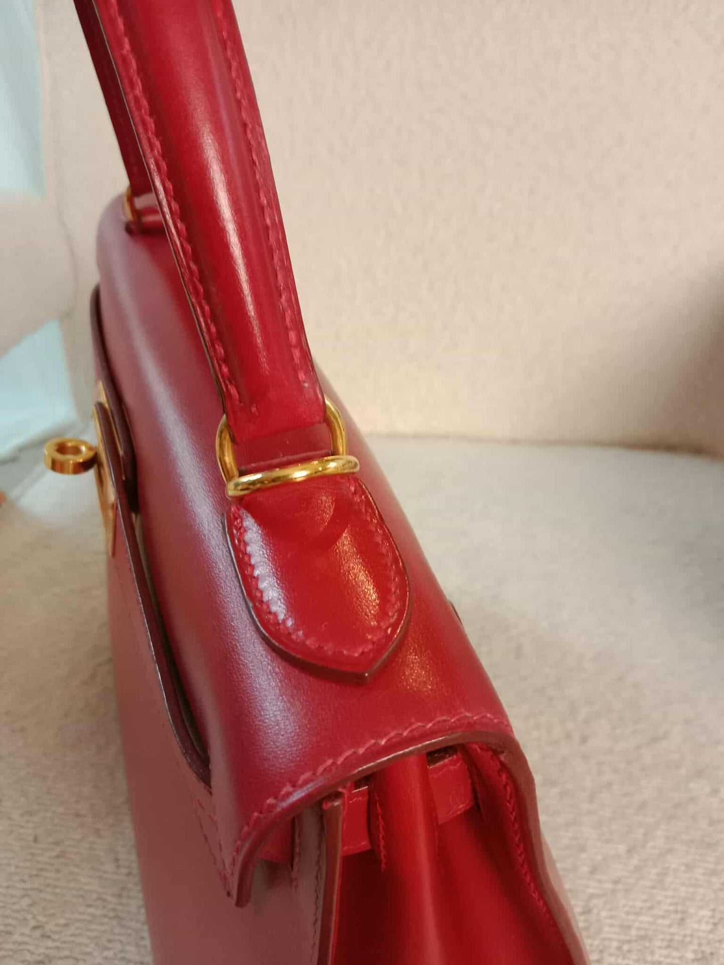 Hermes Kelly 28 Calfbox Leather Rouge VIF Stamp F Square 2002