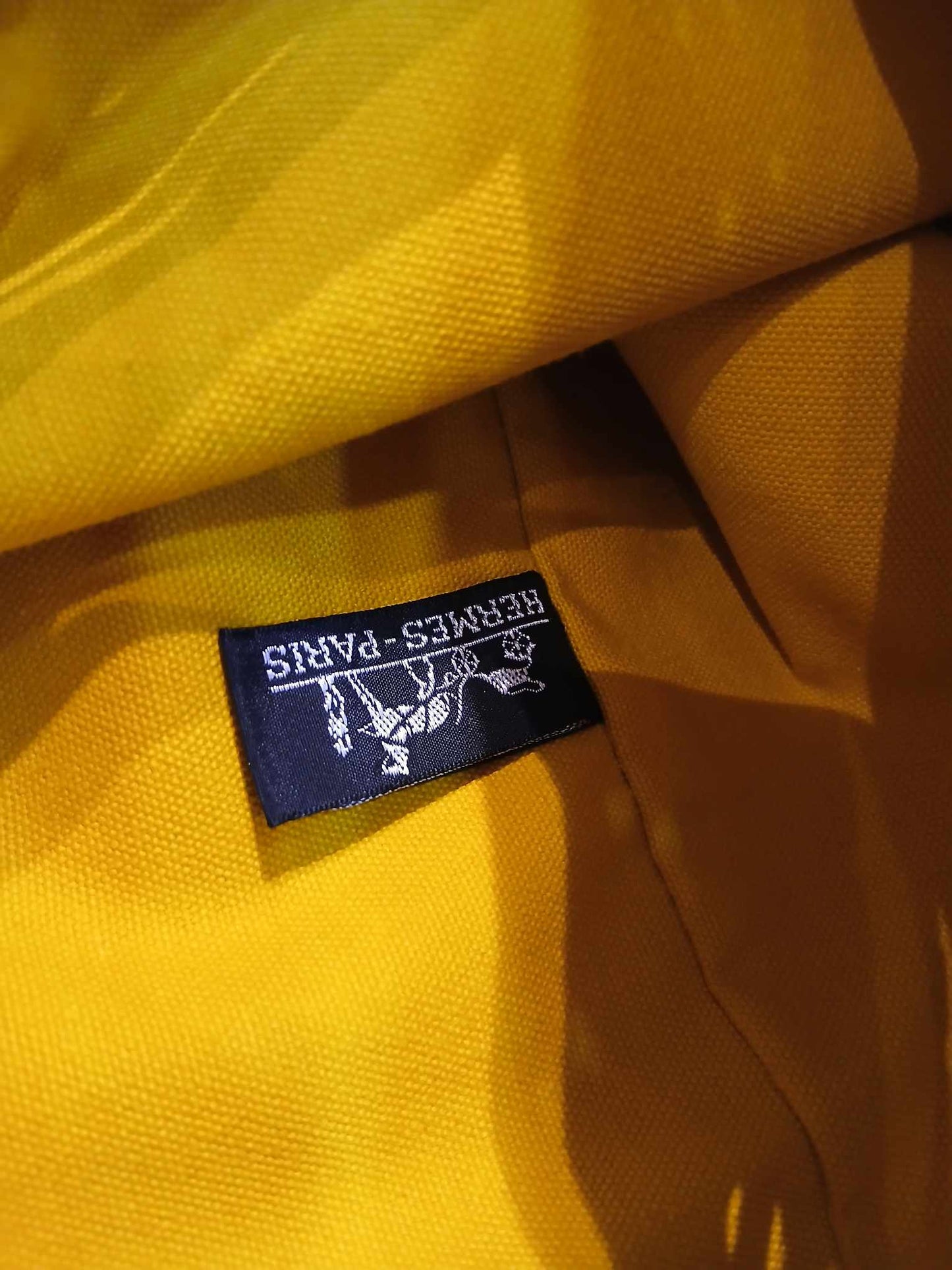 Hermes Yellow Canvas Sac Polochon Mimile Drawstring Backpack