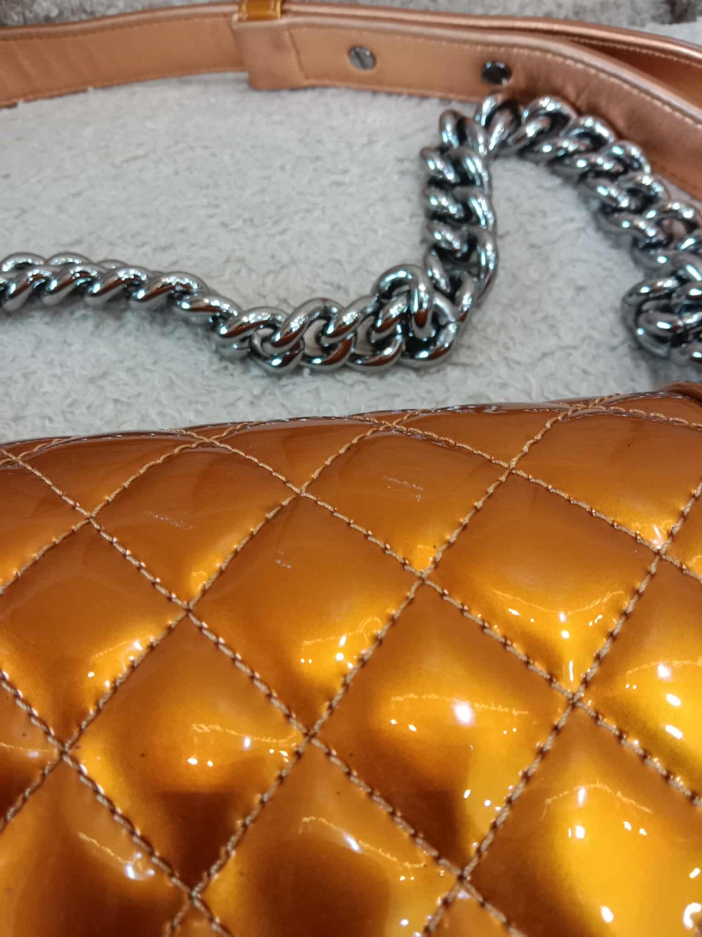 Chanel Quilted Patent Leboy Bronze Series 19