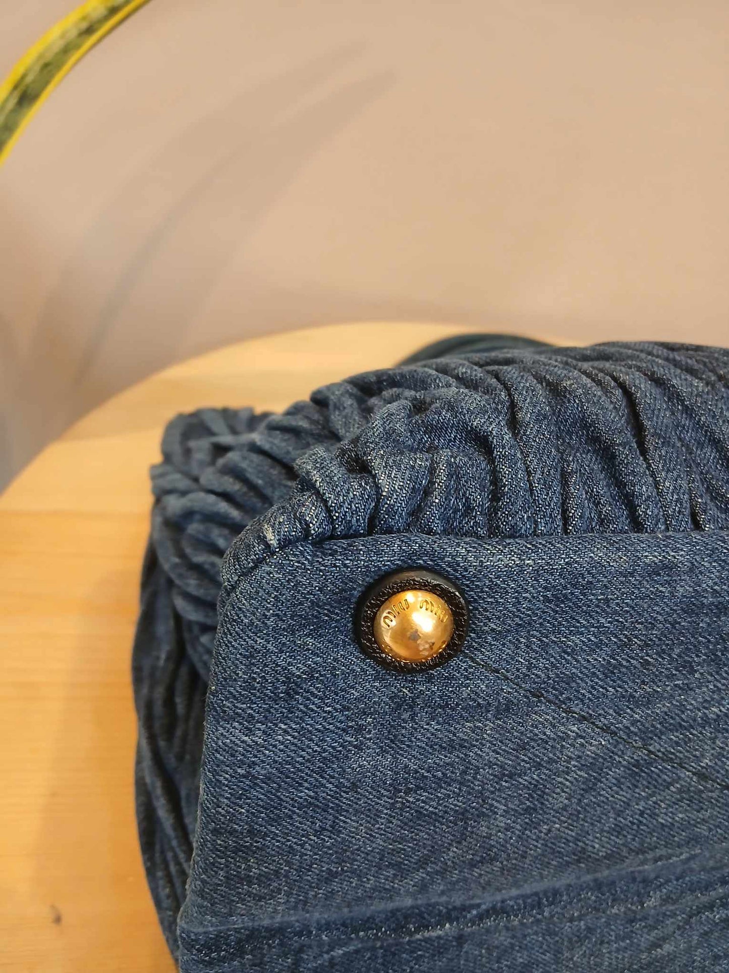 Miu Miu Matelasse Denim Tote Blue