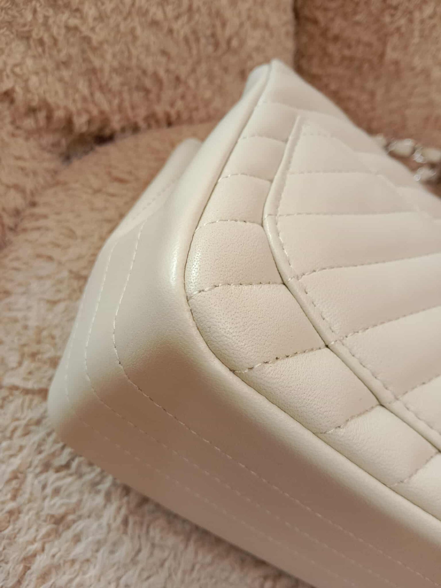 Chanel Mini Square Ivory Chevron Lambskin Series 30