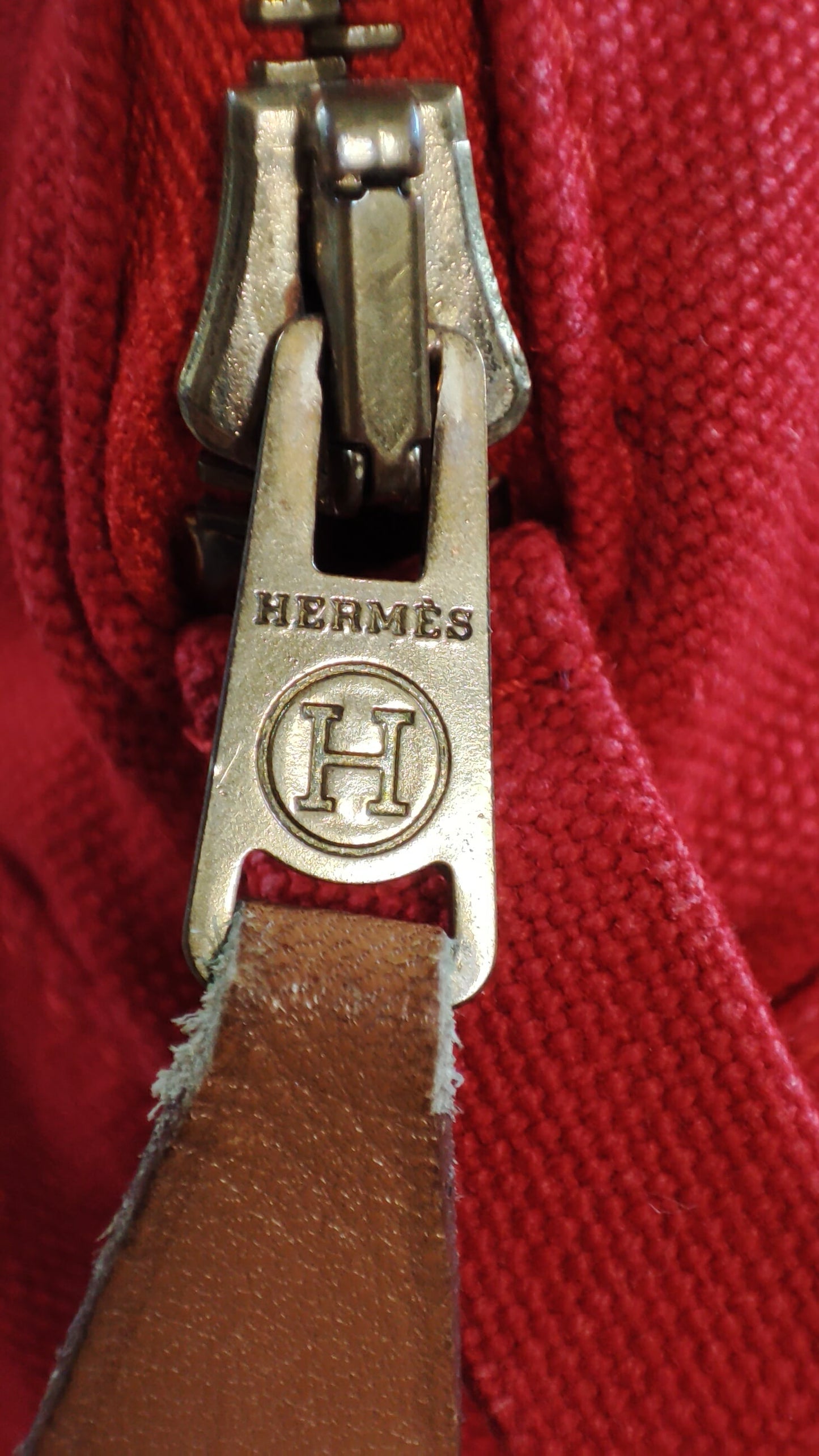 Hermes Bolide Canvas Red Pouch