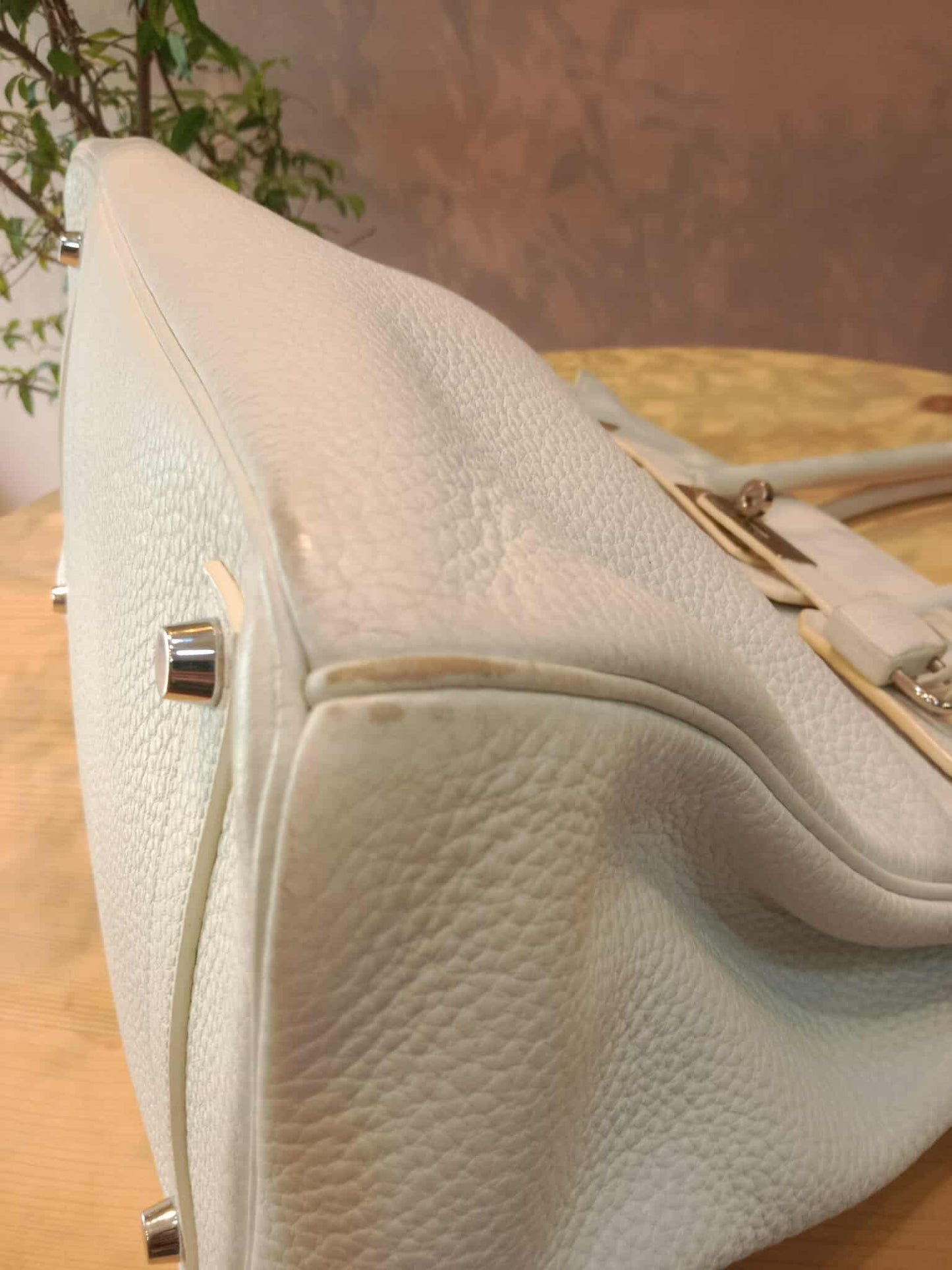 Hermes Birkin 35 White Clemence Stamp N Square 2010