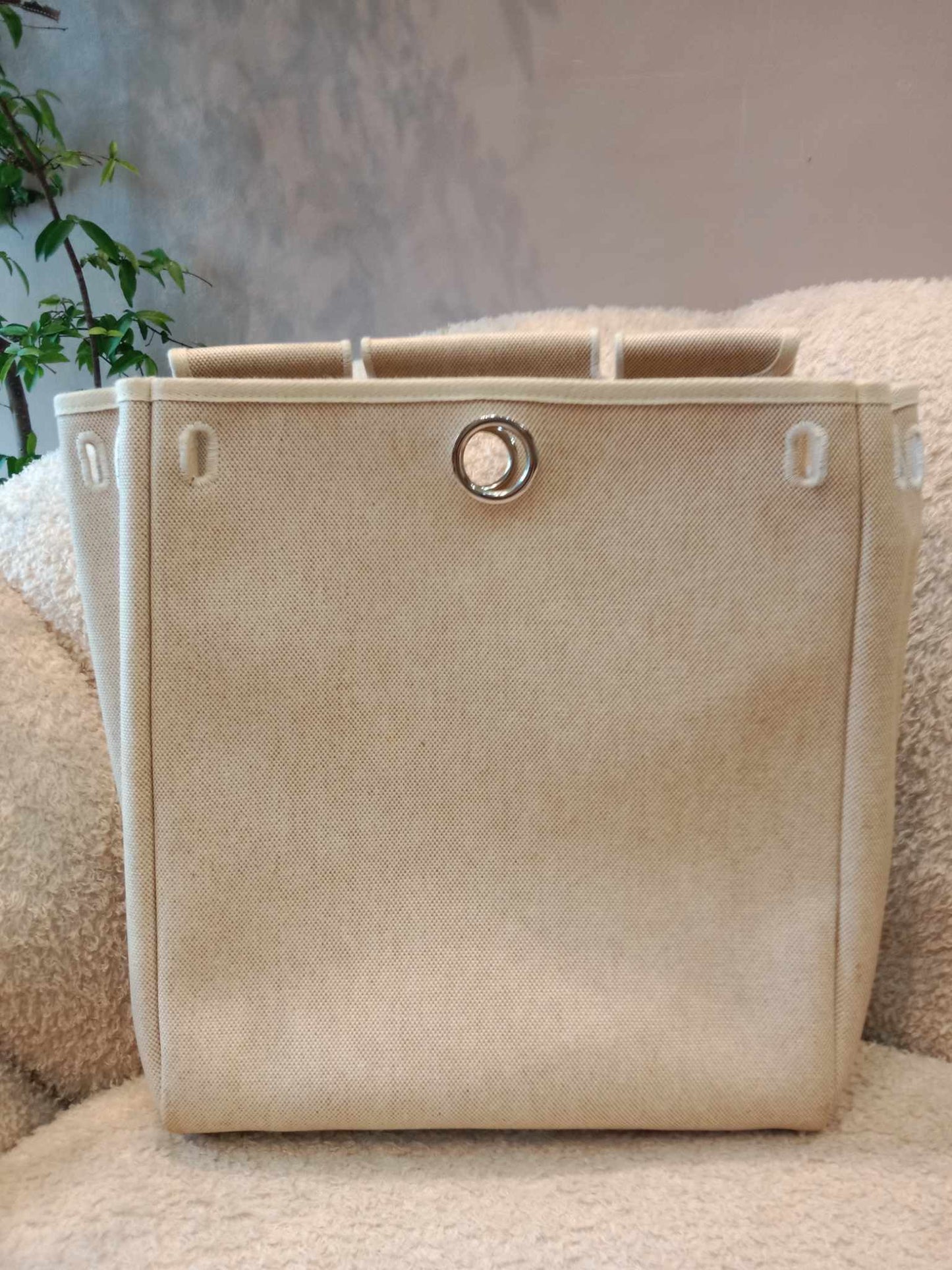 Hermes Herbag Canvas Beige/Brown Stamp B Square 1998