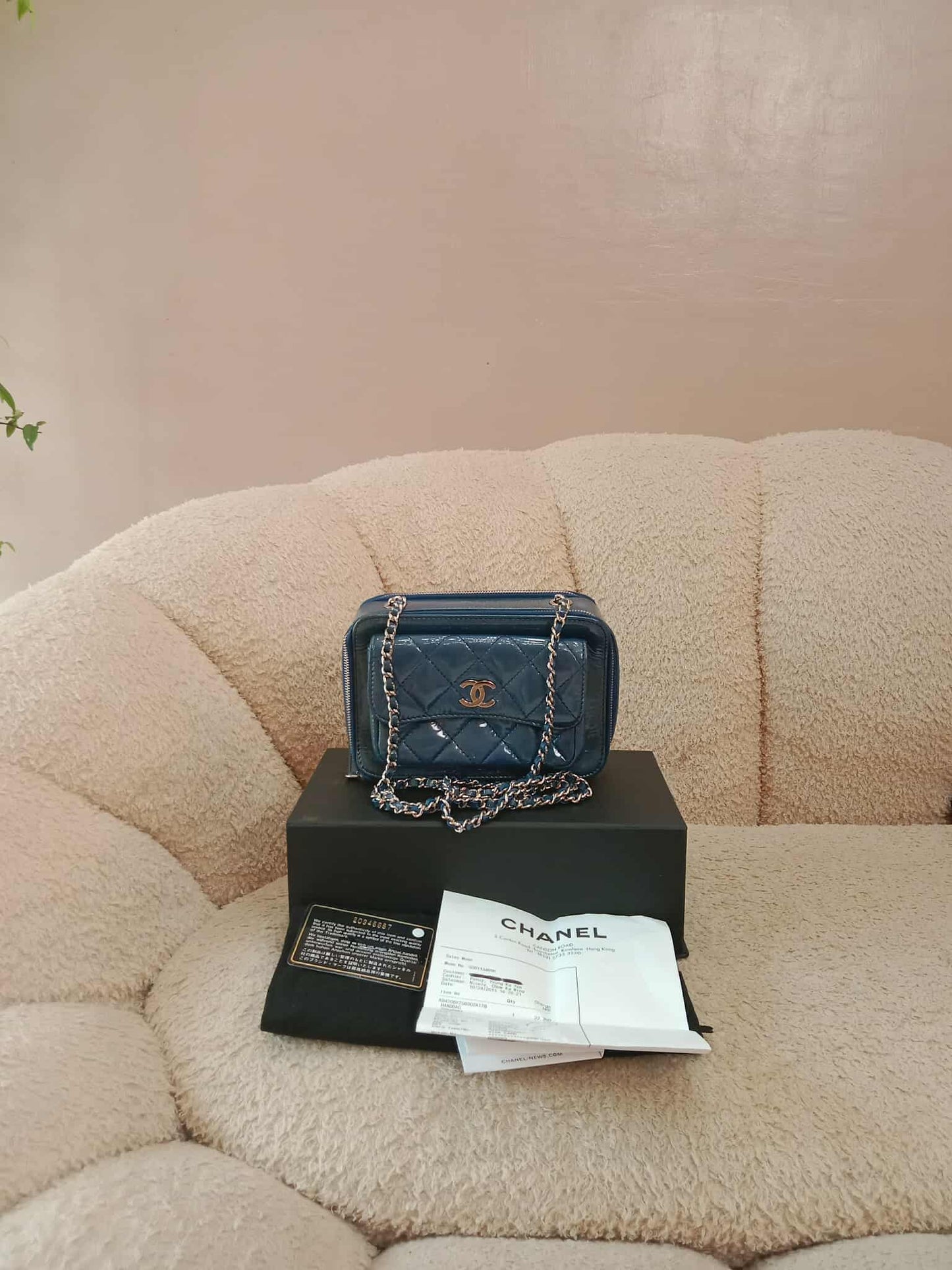 Chanel Blue Quilted Patent Leather Camera Bag Blue Series 20